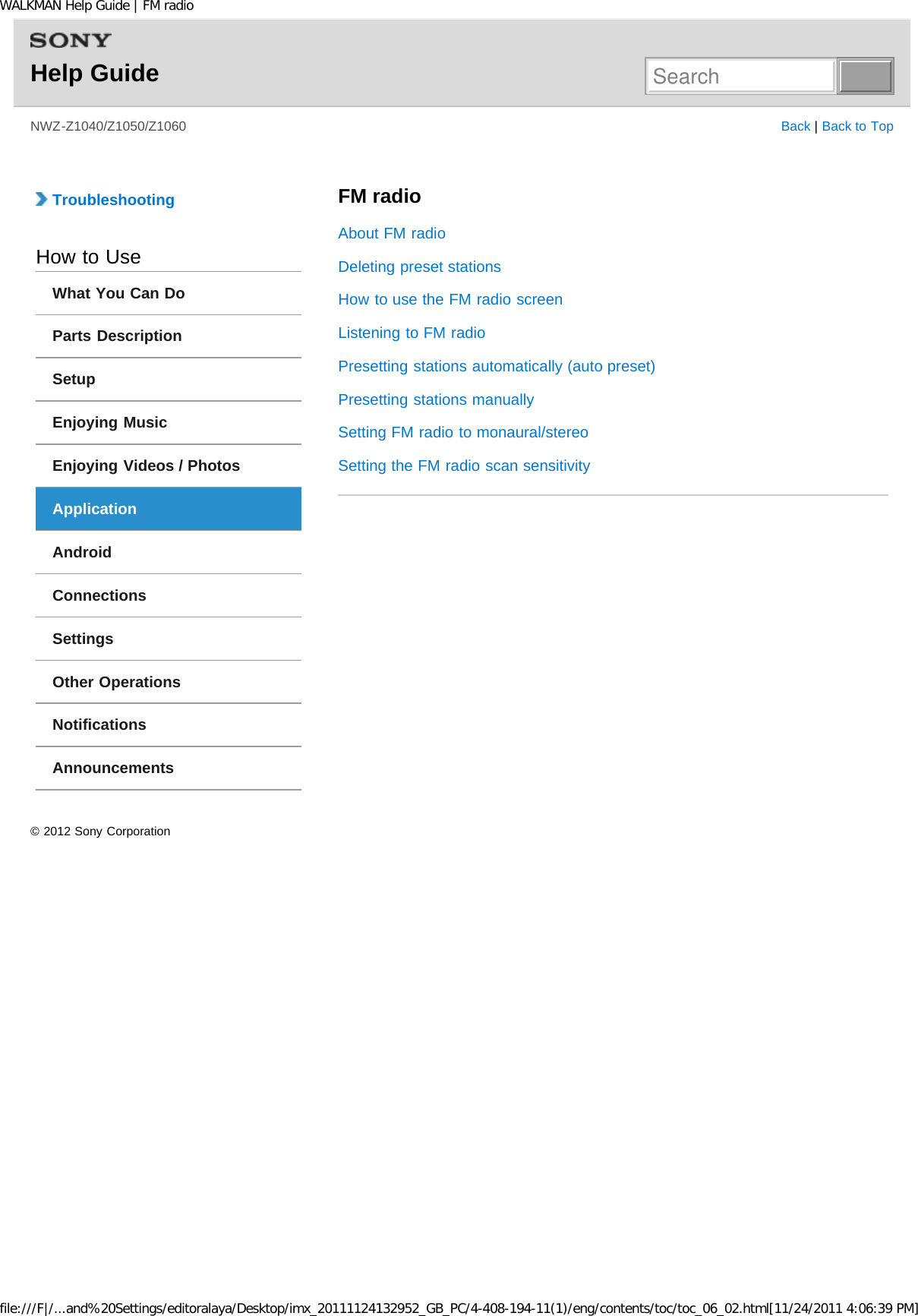 Page 55 of Sony NWZZ1000 Digital Media Player User Manual WALKMAN Help Guide   Top page