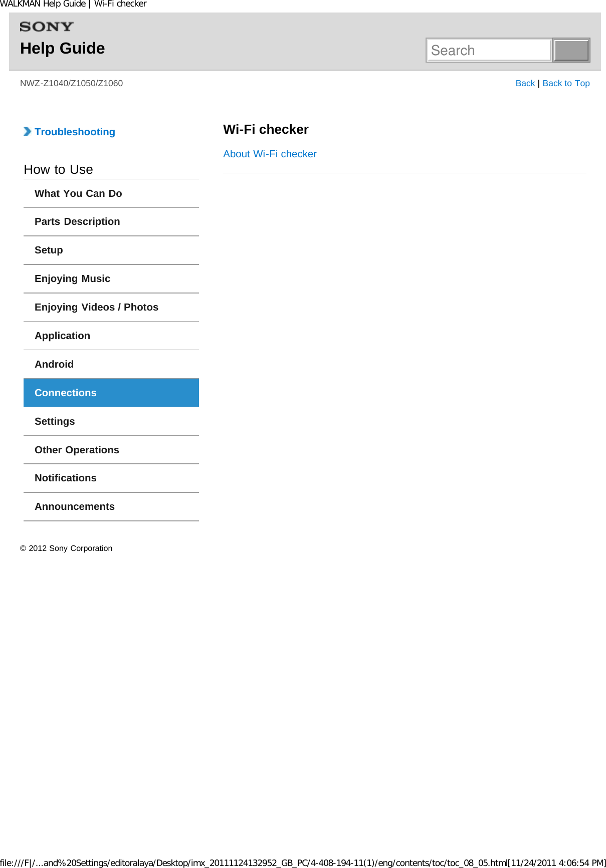 Page 69 of Sony NWZZ1000 Digital Media Player User Manual WALKMAN Help Guide   Top page