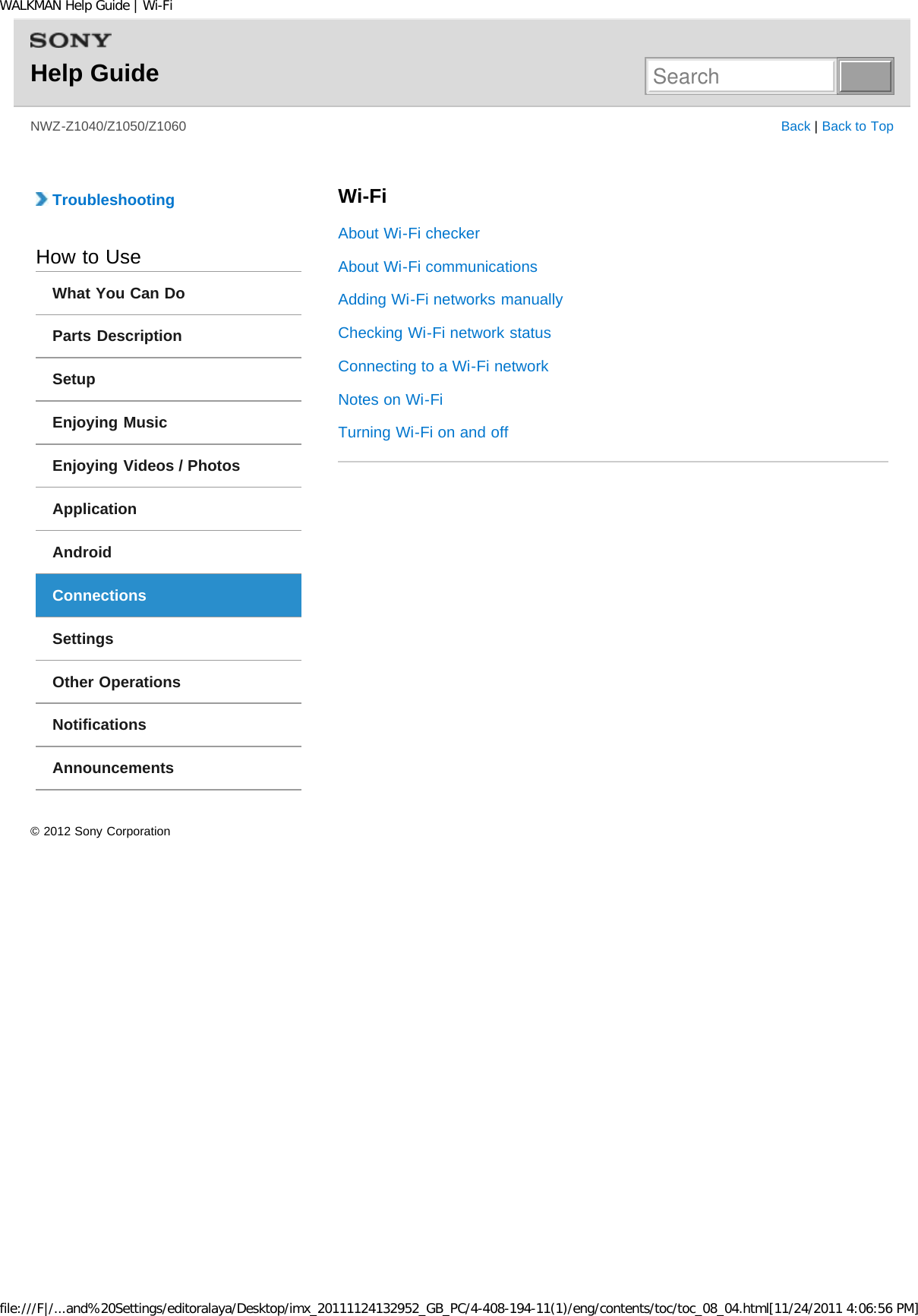 Page 71 of Sony NWZZ1000 Digital Media Player User Manual WALKMAN Help Guide   Top page