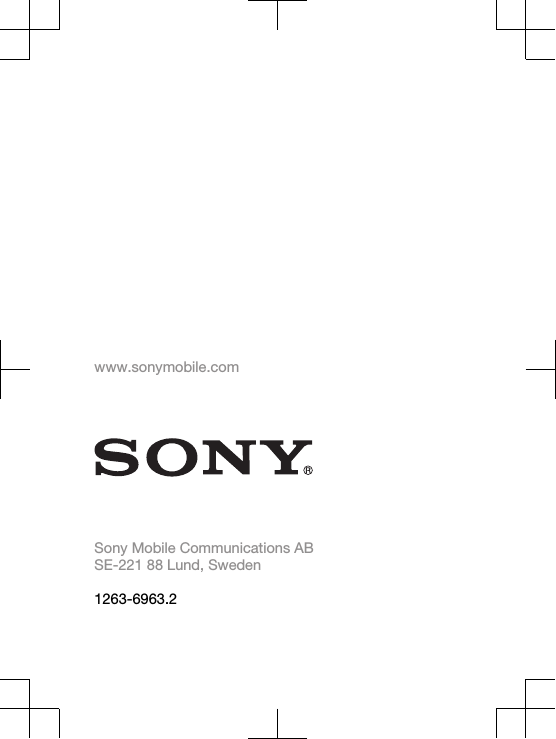 www.sonymobile.comSony Mobile Communications ABSE-221 88 Lund, Sweden 1263-6963.2 