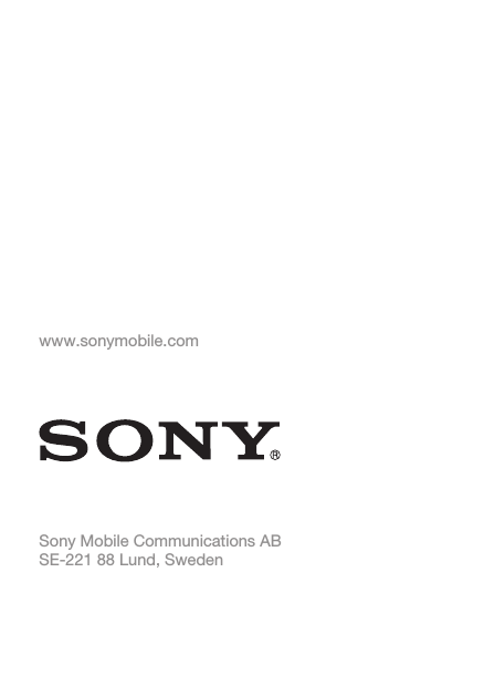 www.sonymobile.comSony Mobile Communications ABSE-221 88 Lund, Sweden