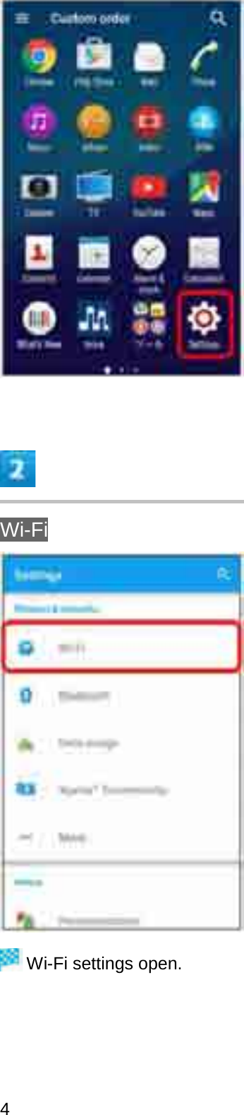 Wi-FiWi-Fi settings open.4