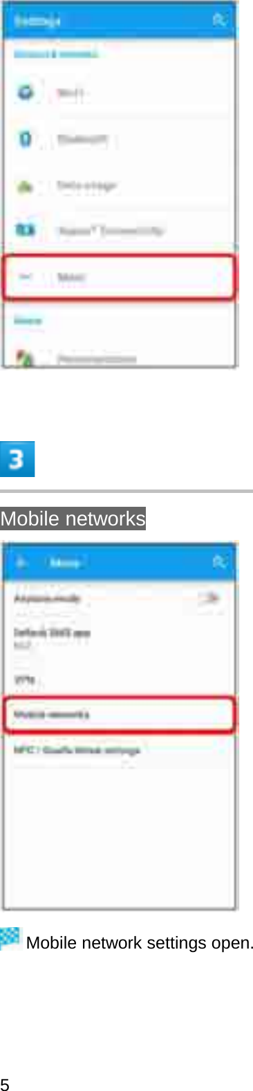 Mobile networksMobile network settings open.5