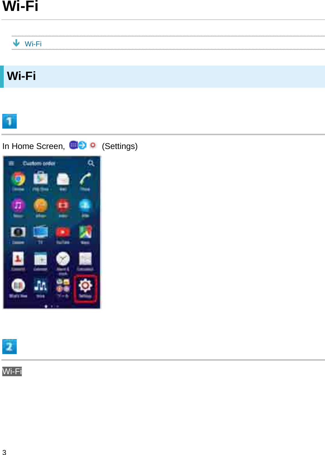 Wi-FiÐWi-FiWi-FiIn Home Screen,  (Settings)Wi-Fi3