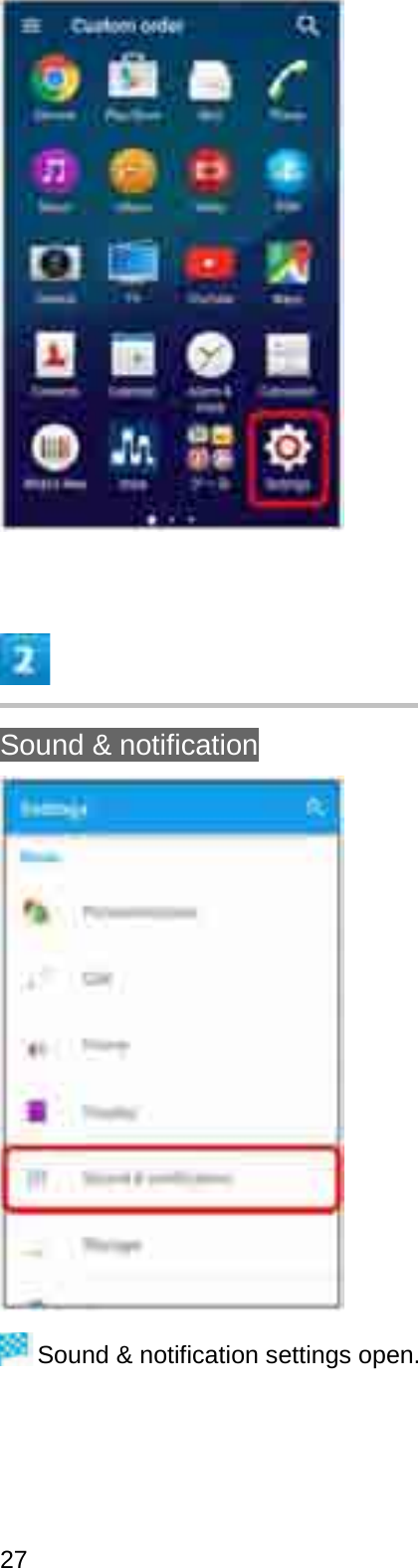 Sound &amp; notificationSound &amp; notification settings open.27