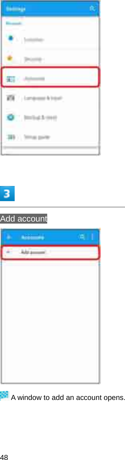 Add accountA window to add an account opens.48