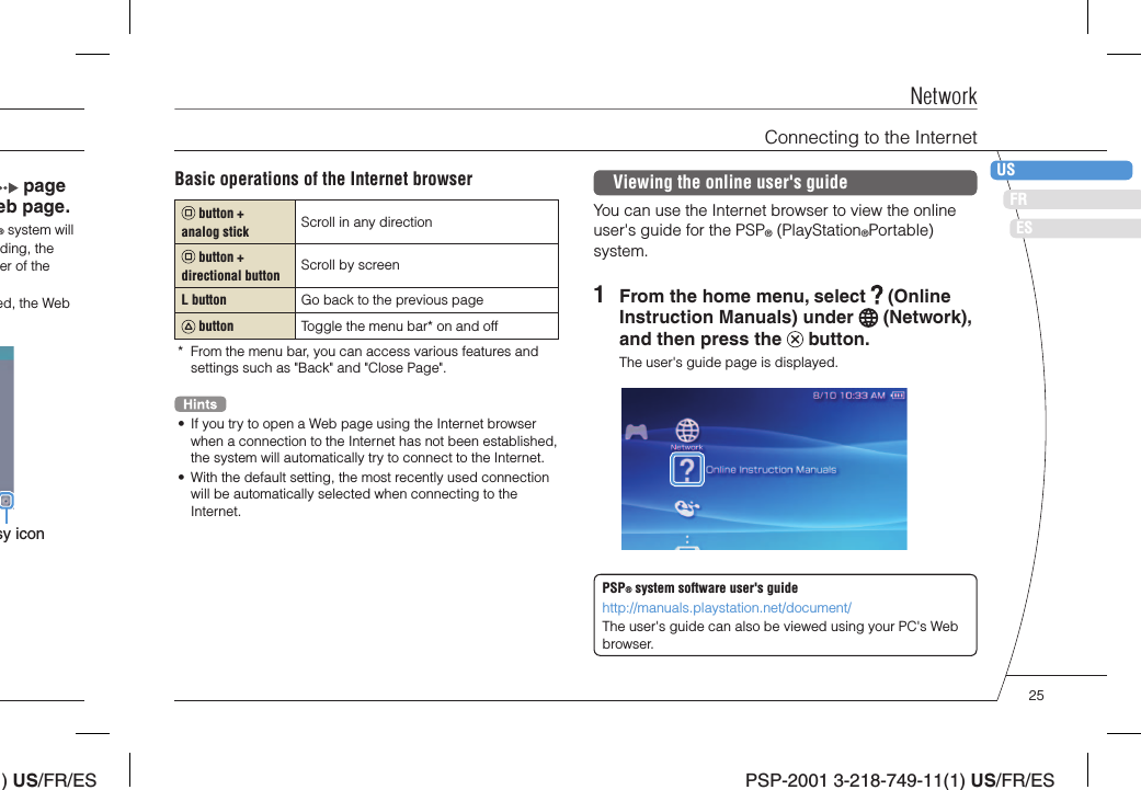 Sony PSP2001 Play Station Portable User Manual