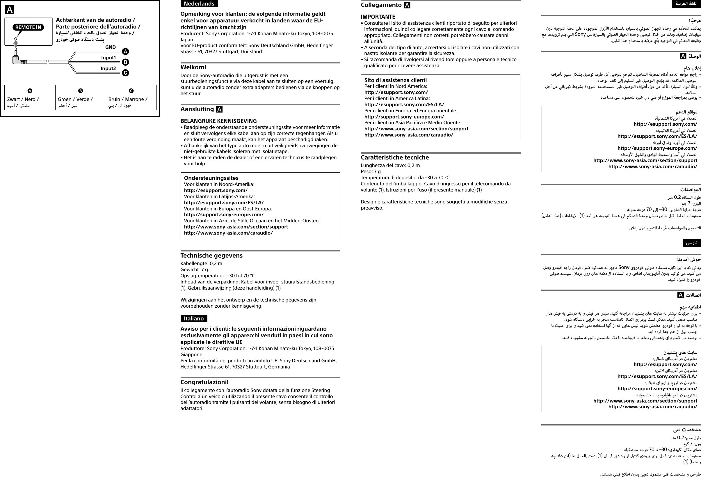 Page 2 of 2 - Sony RC-SR1 User Manual Operating Instructions RCSR1 EN ES FR