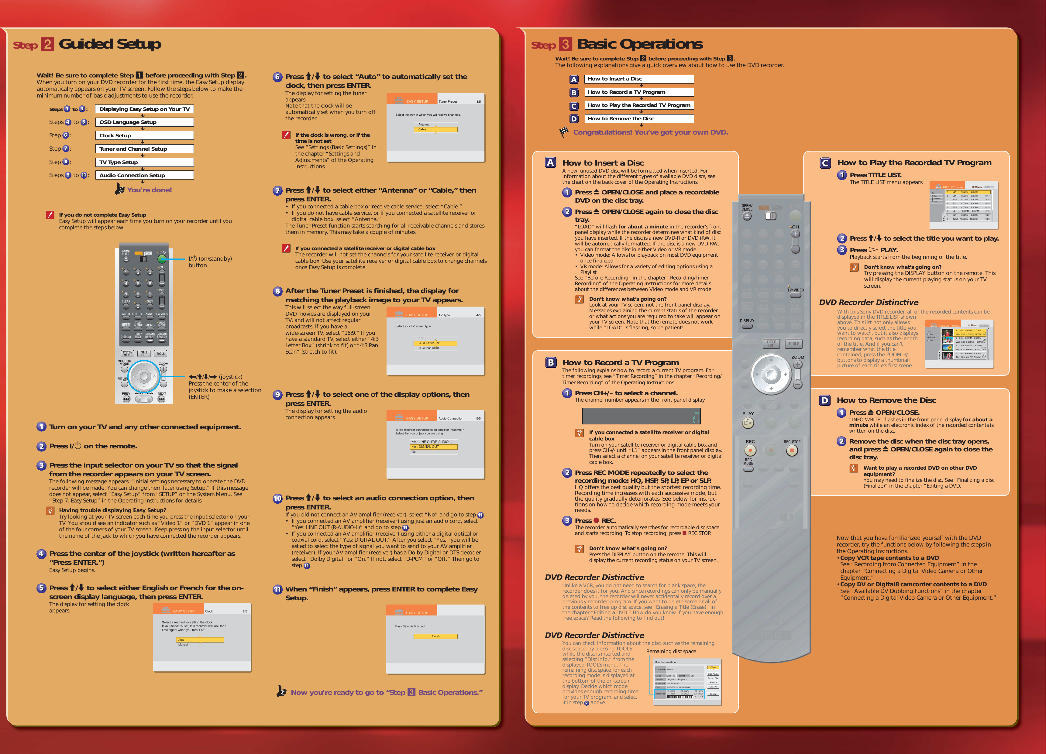 Page 2 of 2 - Sony RDR-GX7 RDR-GX7, Quick Start Guide User Manual RDRGX7 QS