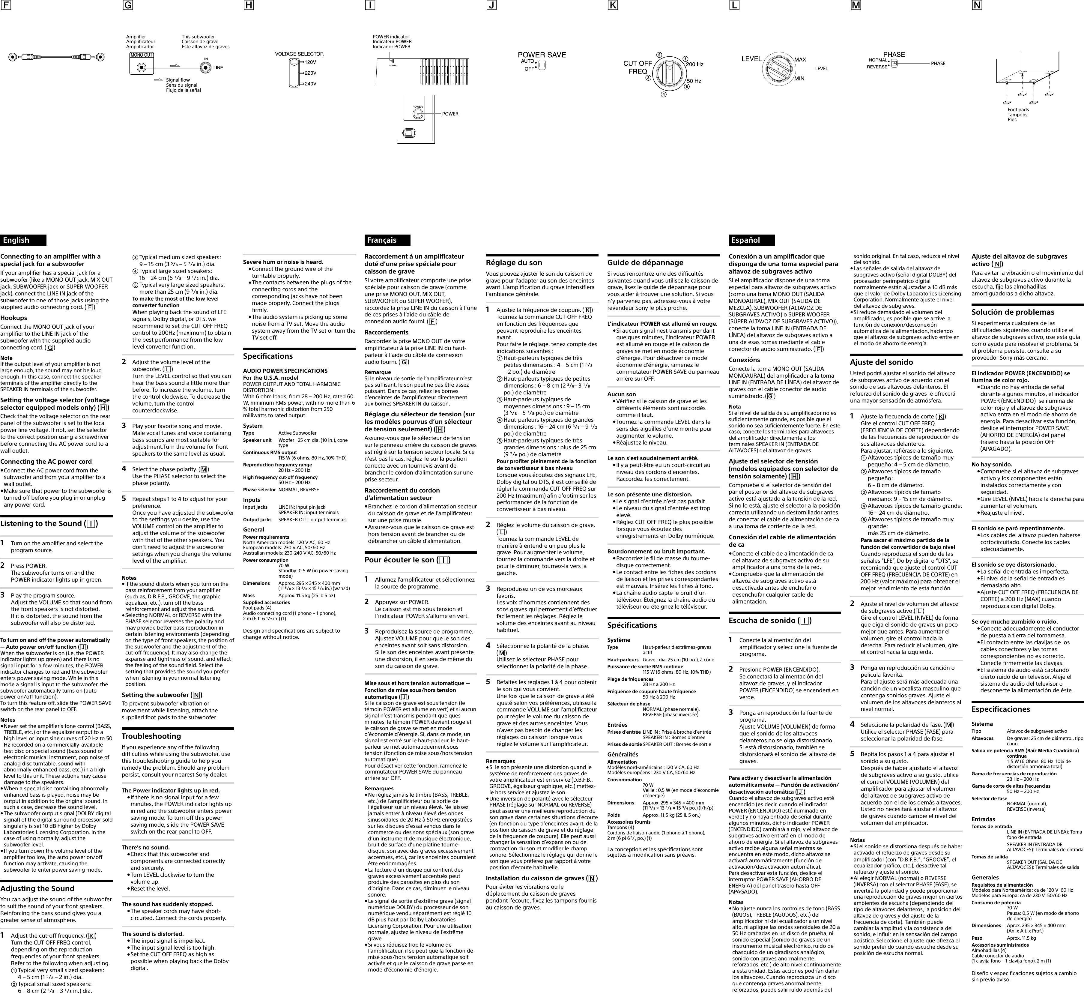 Page 2 of 2 - Sony SA-CS9 User Manual Operating Instructions SACS9