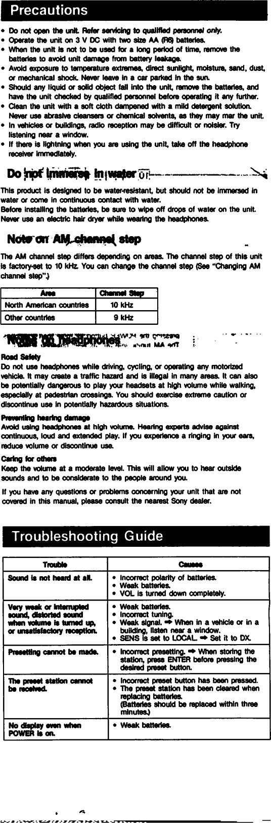 Page 2 of 6 - Sony SRF-HM55 User Manual Operating Instructions (primary Manual) SRFHM55