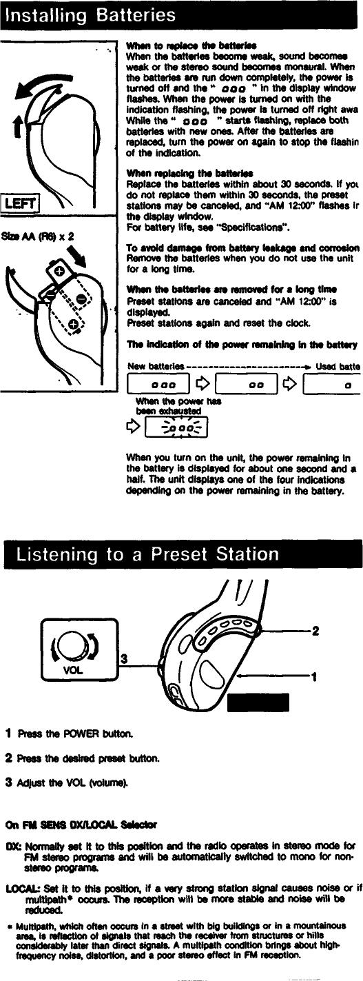 Page 4 of 6 - Sony SRF-HM55 User Manual Operating Instructions (primary Manual) SRFHM55