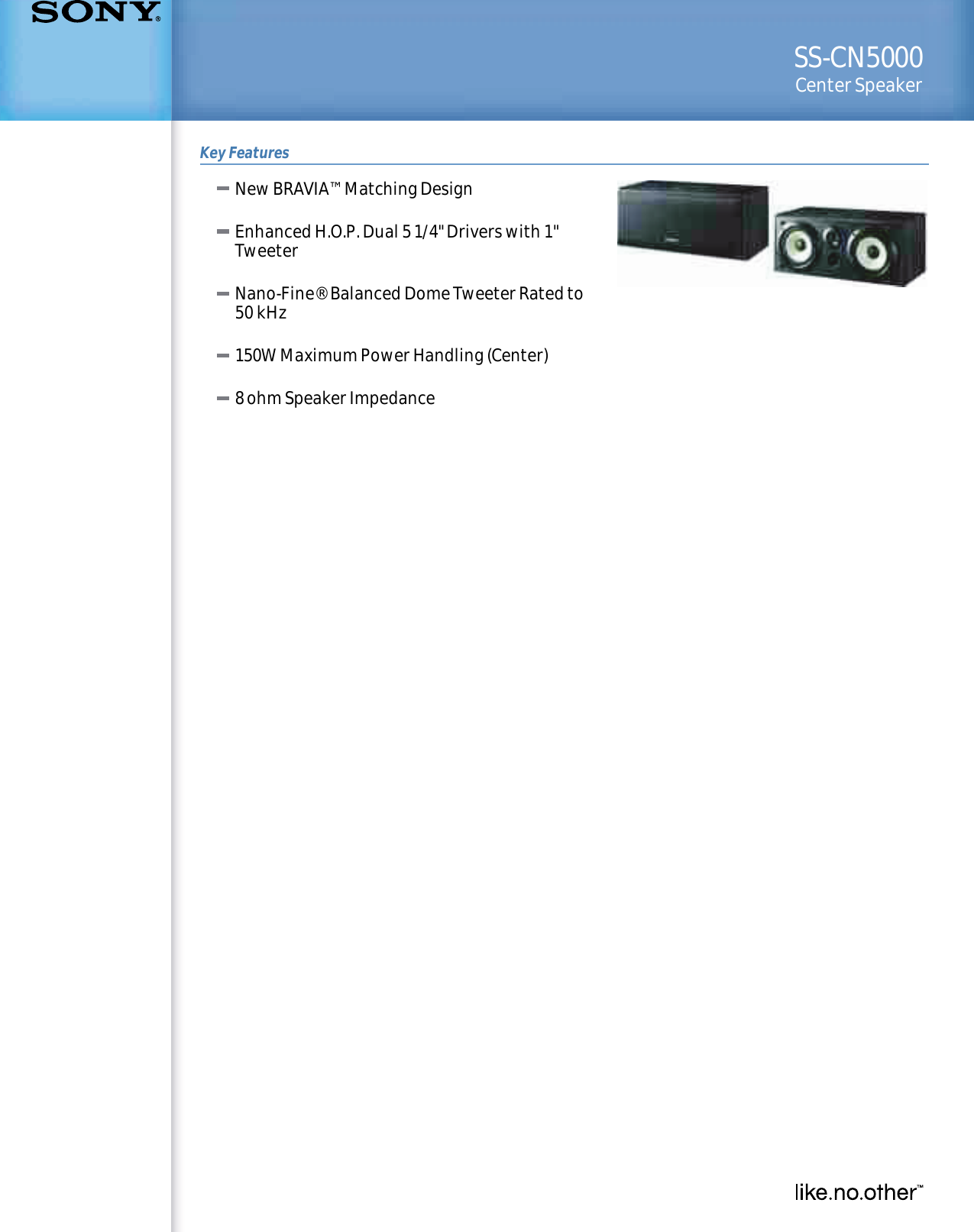 Page 1 of 2 - Sony SS-CN5000P User Manual Specifications (SS-CN5000) SSCN5000 SPEC