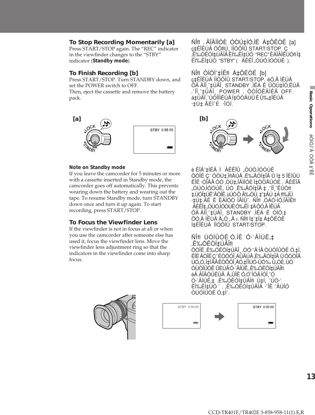 Sony Ccd Tr402e Users Manual 0 0 1 Ccdtr401e 402e 12 E R E5