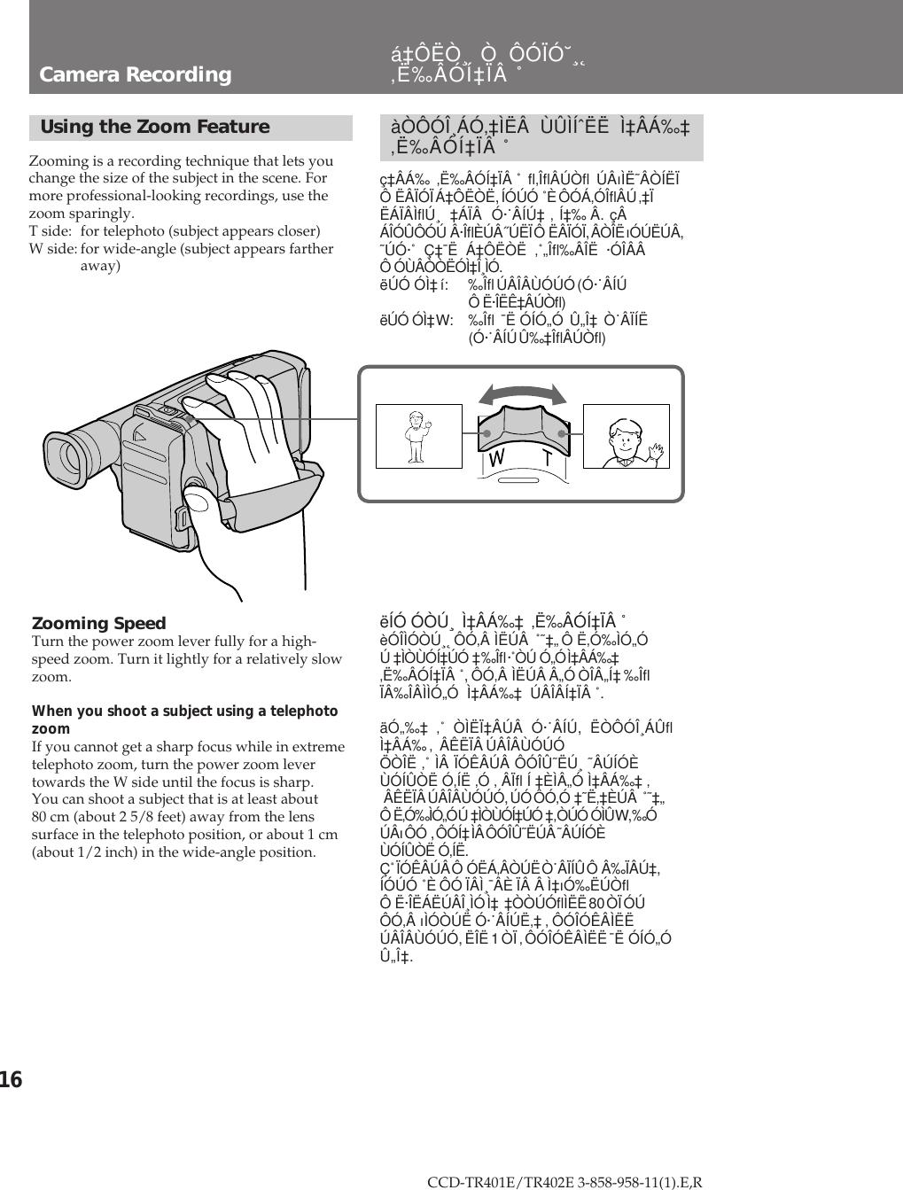 Sony Ccd Tr402e Users Manual 0 0 1 Ccdtr401e 402e 12 E R E5