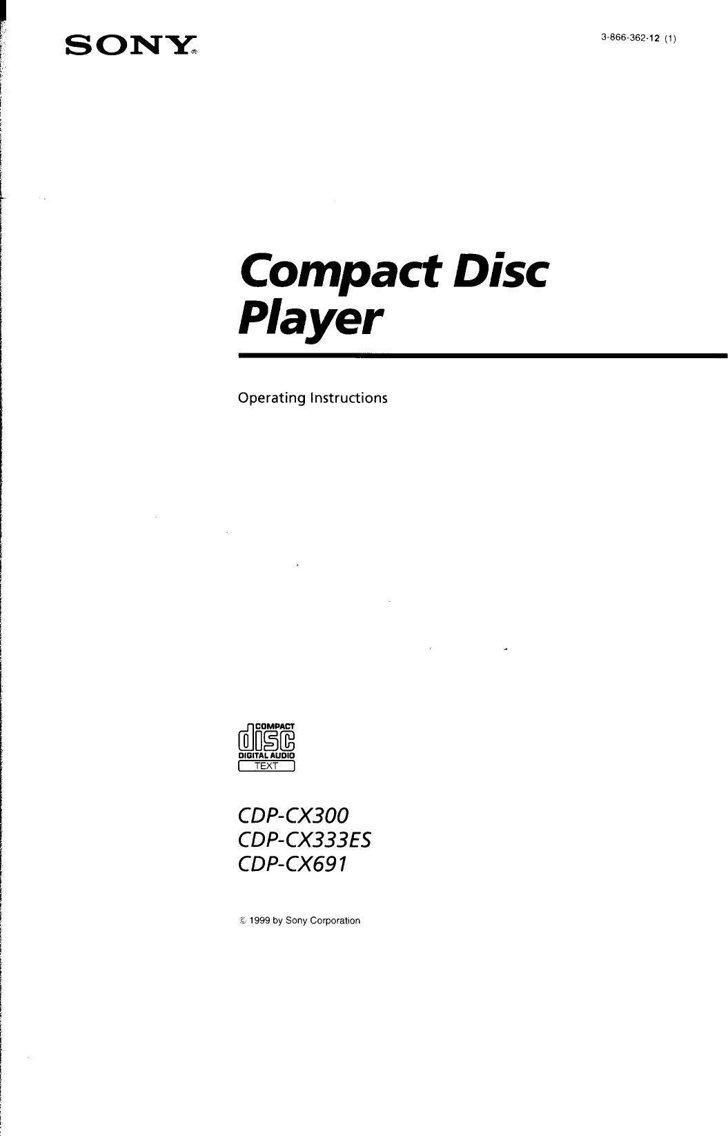 Sony Cdp Cx300 Megastorage 300 Cd Changer Operation Manual ManualsLib