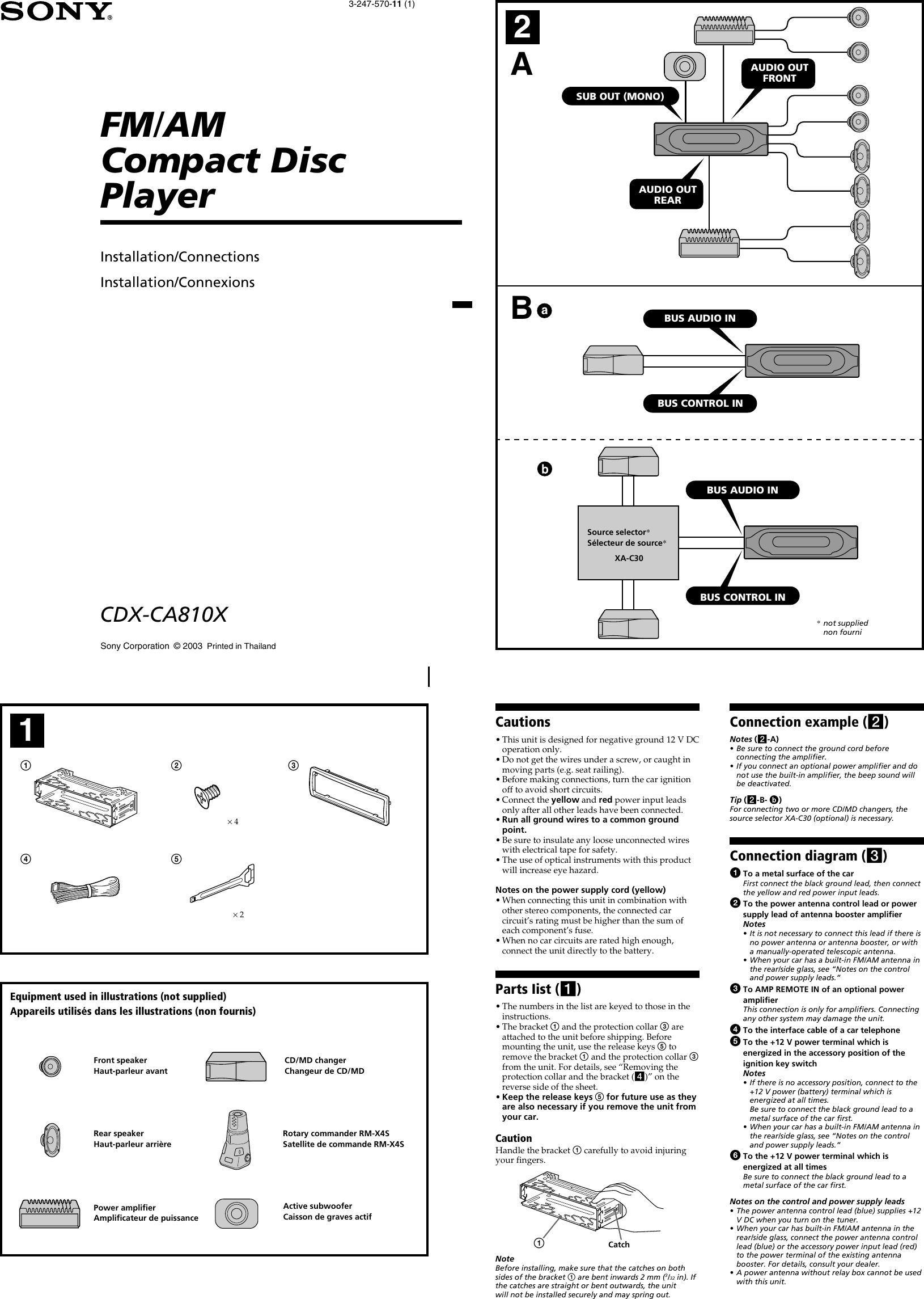 Page 1 of 4 - Sony Sony-Cdx-Ca810X-Installation-Instructions- US+1U.p65  Sony-cdx-ca810x-installation-instructions