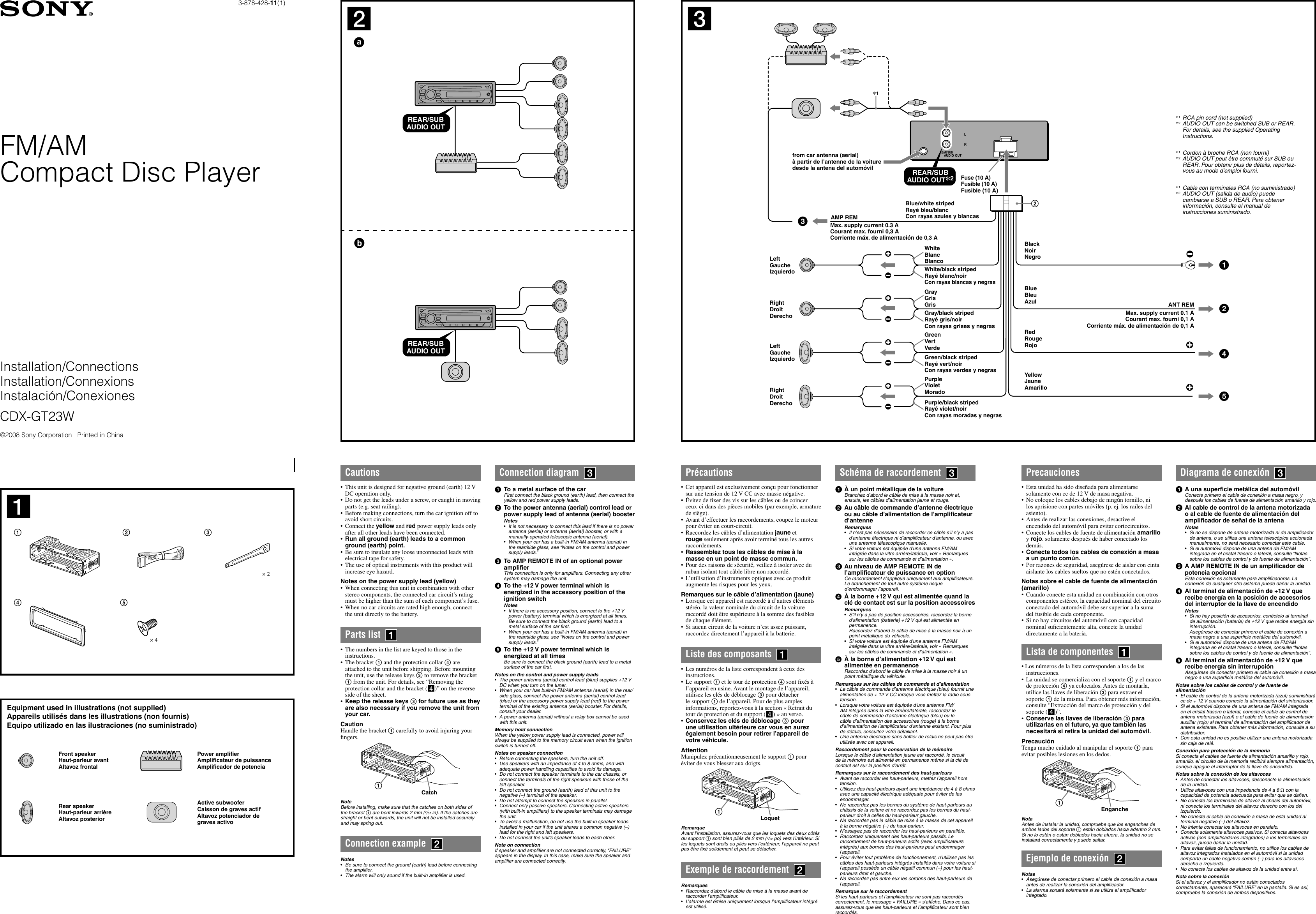 Sony Cdx Gt23W Installation Connections Manual