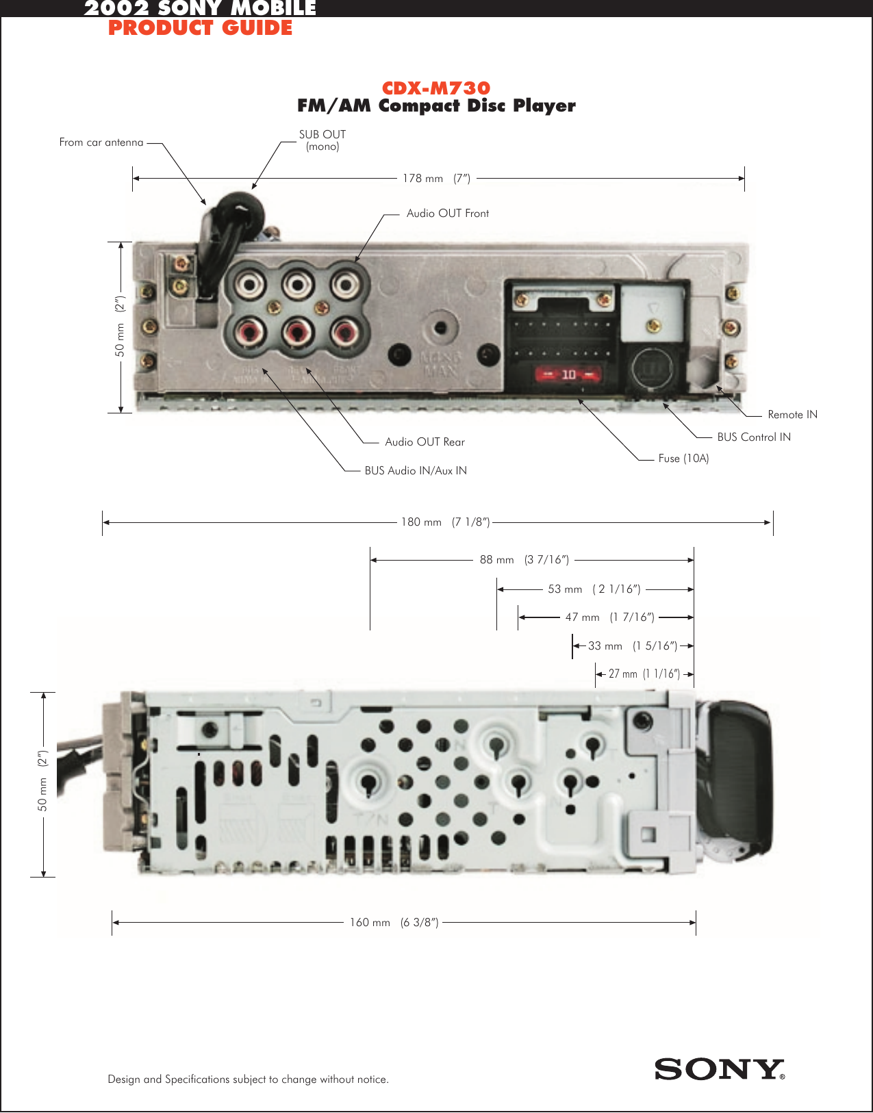 Page 2 of 2 - Sony Sony-Cdx-M730-Product-Guide-  Sony-cdx-m730-product-guide