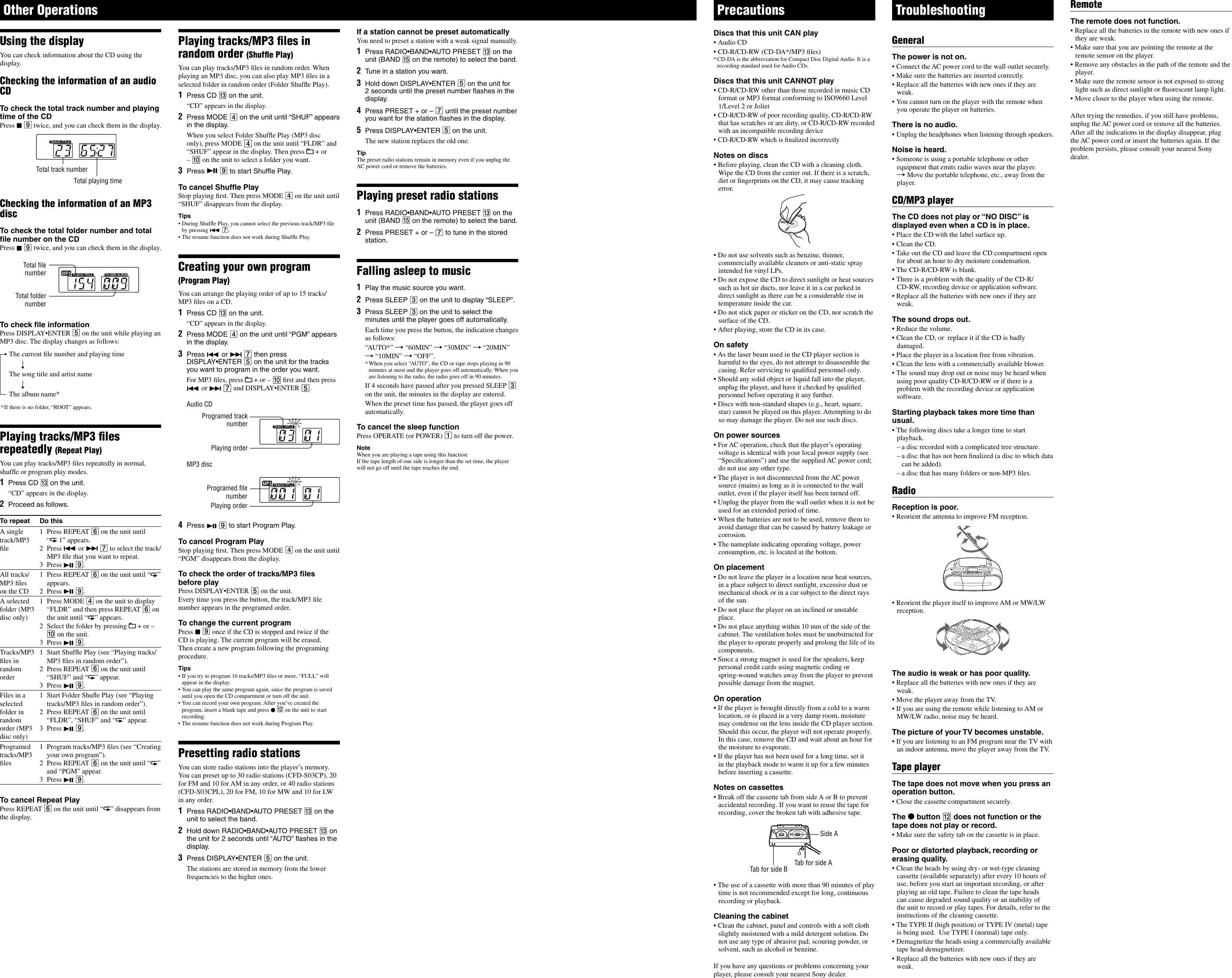 Page 2 of 2 - Sony Sony-Cfd-S03Cpl-Users-Manual- CFD-S03CP/S03CPL  Sony-cfd-s03cpl-users-manual