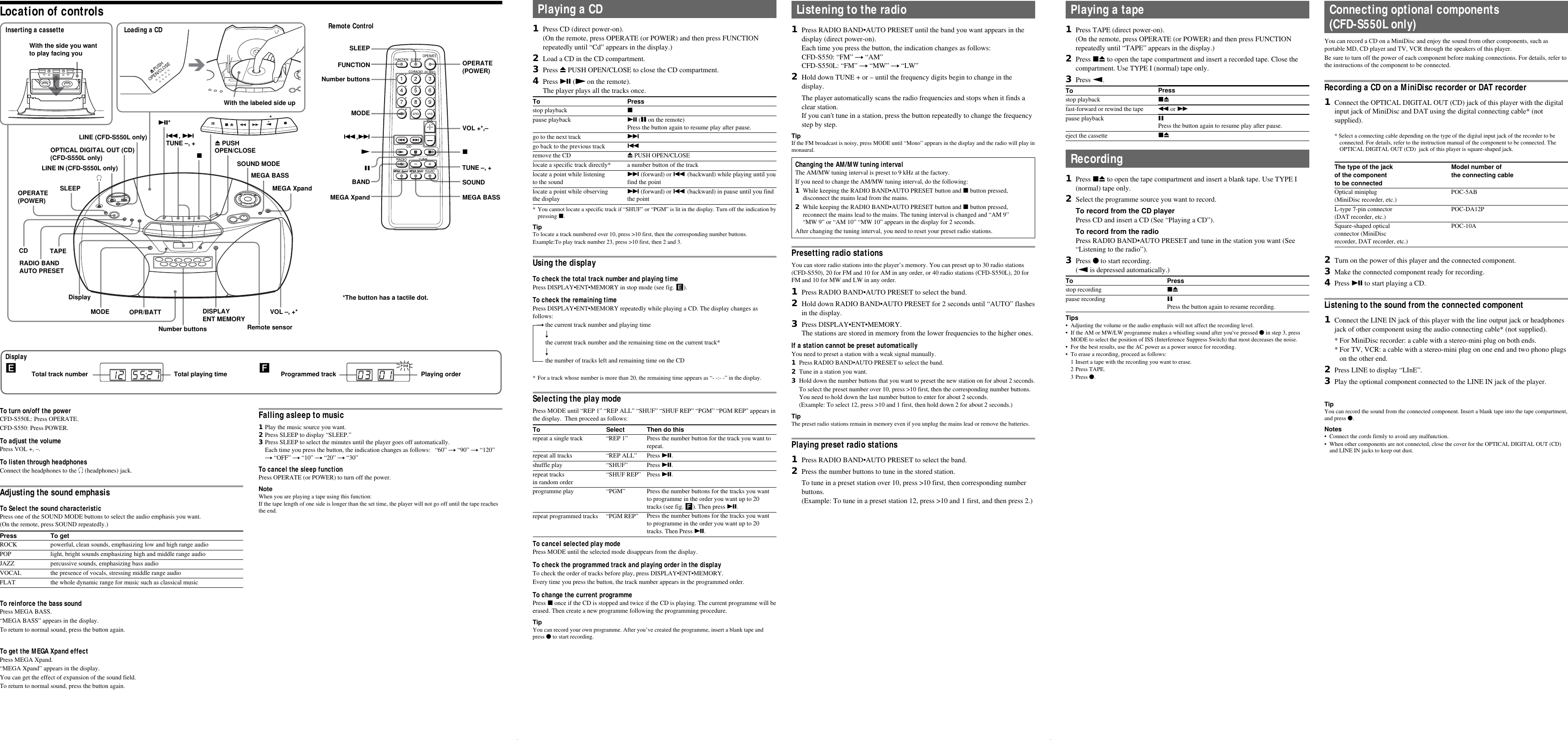 Page 2 of 2 - Sony Sony-Cfd-S550-Users-Manual- CFD-S550/S550L  Sony-cfd-s550-users-manual