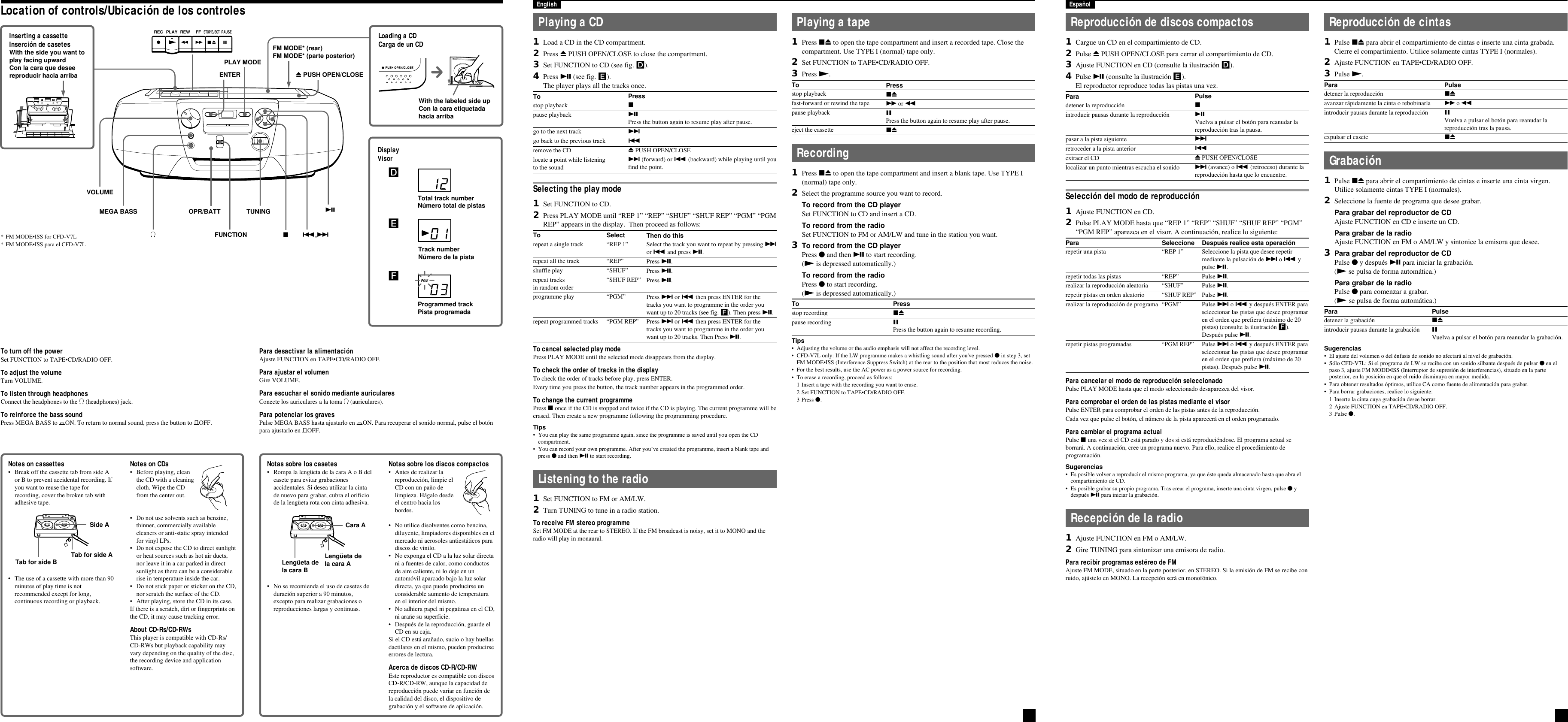 Page 2 of 2 - Sony Sony-Cfd-V3-Users-Manual- CFD-V3/V7/V7L  Sony-cfd-v3-users-manual