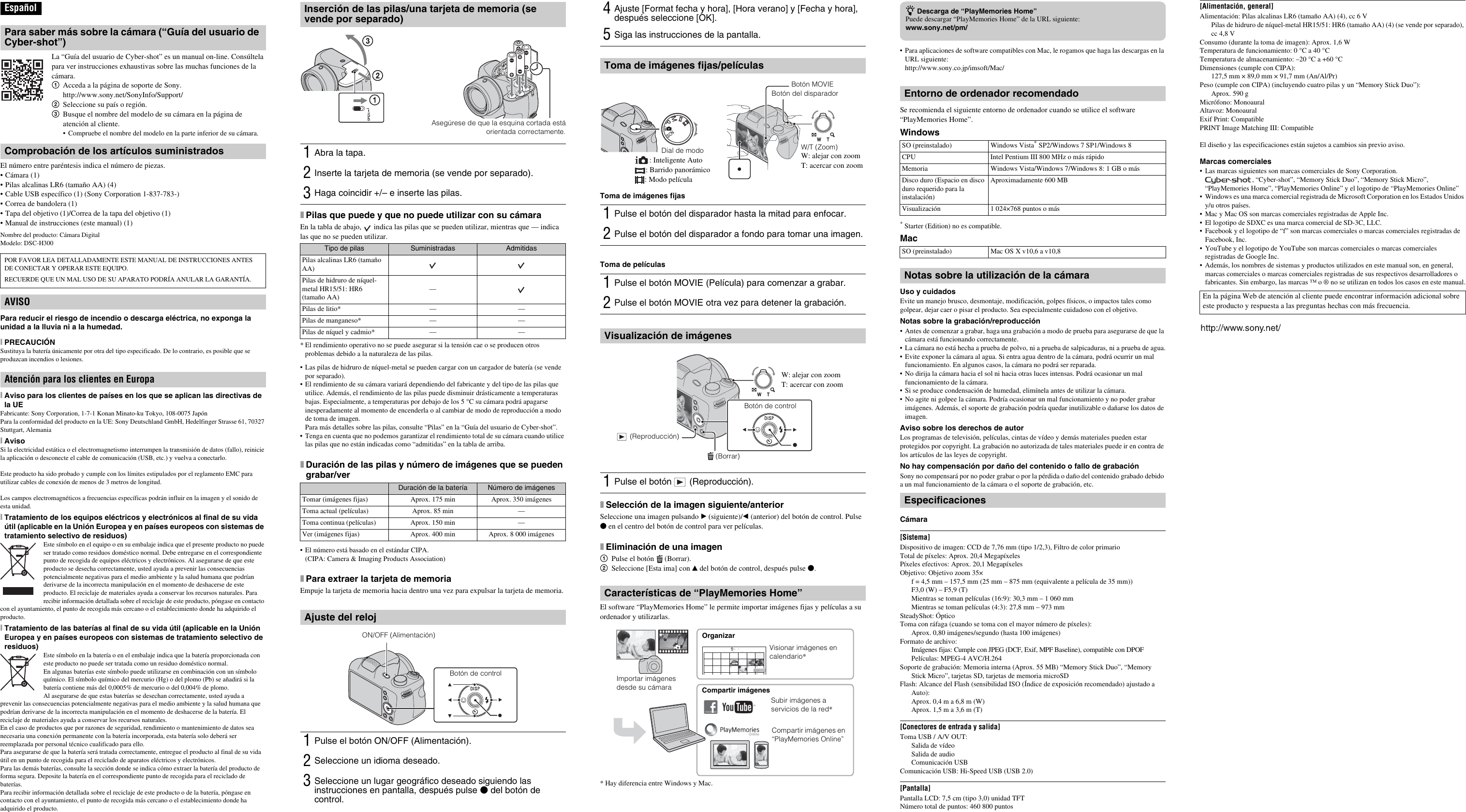 Page 2 of 2 - Sony Sony-Cyber-Shot-Dsc-H300-User-Guide- DSC-H300  Sony-cyber-shot-dsc-h300-user-guide