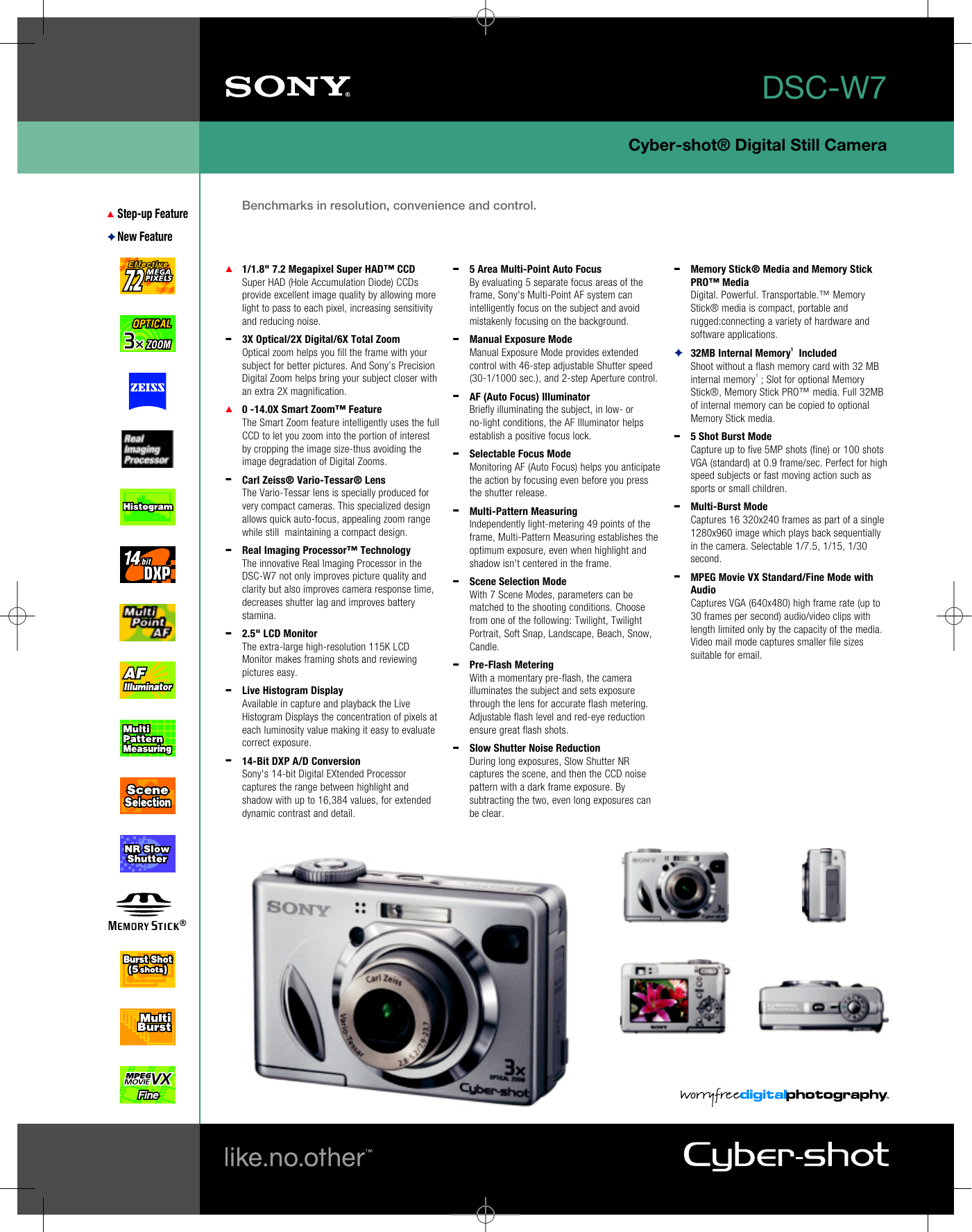Page 1 of 2 - Sony Sony-Cyber-Shot-Dsc-W7-Users-Manual-  Sony-cyber-shot-dsc-w7-users-manual