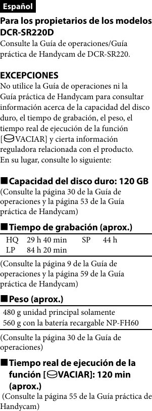 Page 2 of 2 - Sony Sony-Dcr-Sr220D-Owners-Manual- DCR-SR220D  Sony-dcr-sr220d-owners-manual