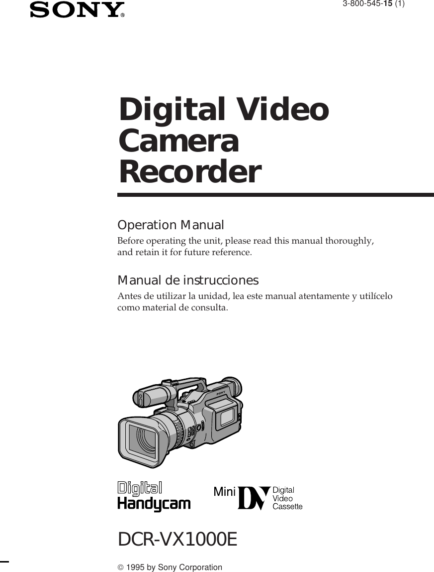 Sony Dcr Vx1000E Users Manual