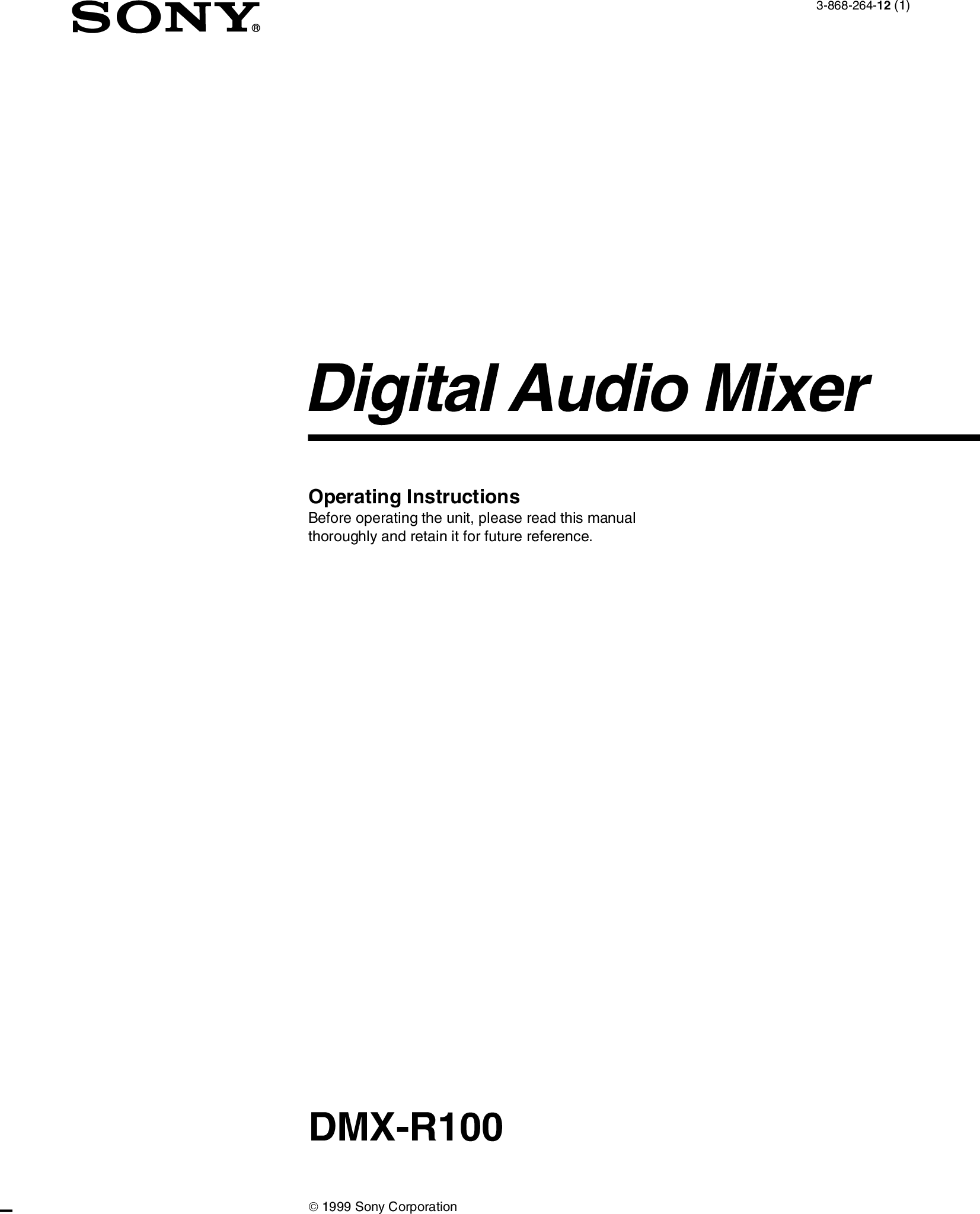 Page 1 of 1 - Sony Sony-Dmx-R100-Users-Manual-  Sony-dmx-r100-users-manual