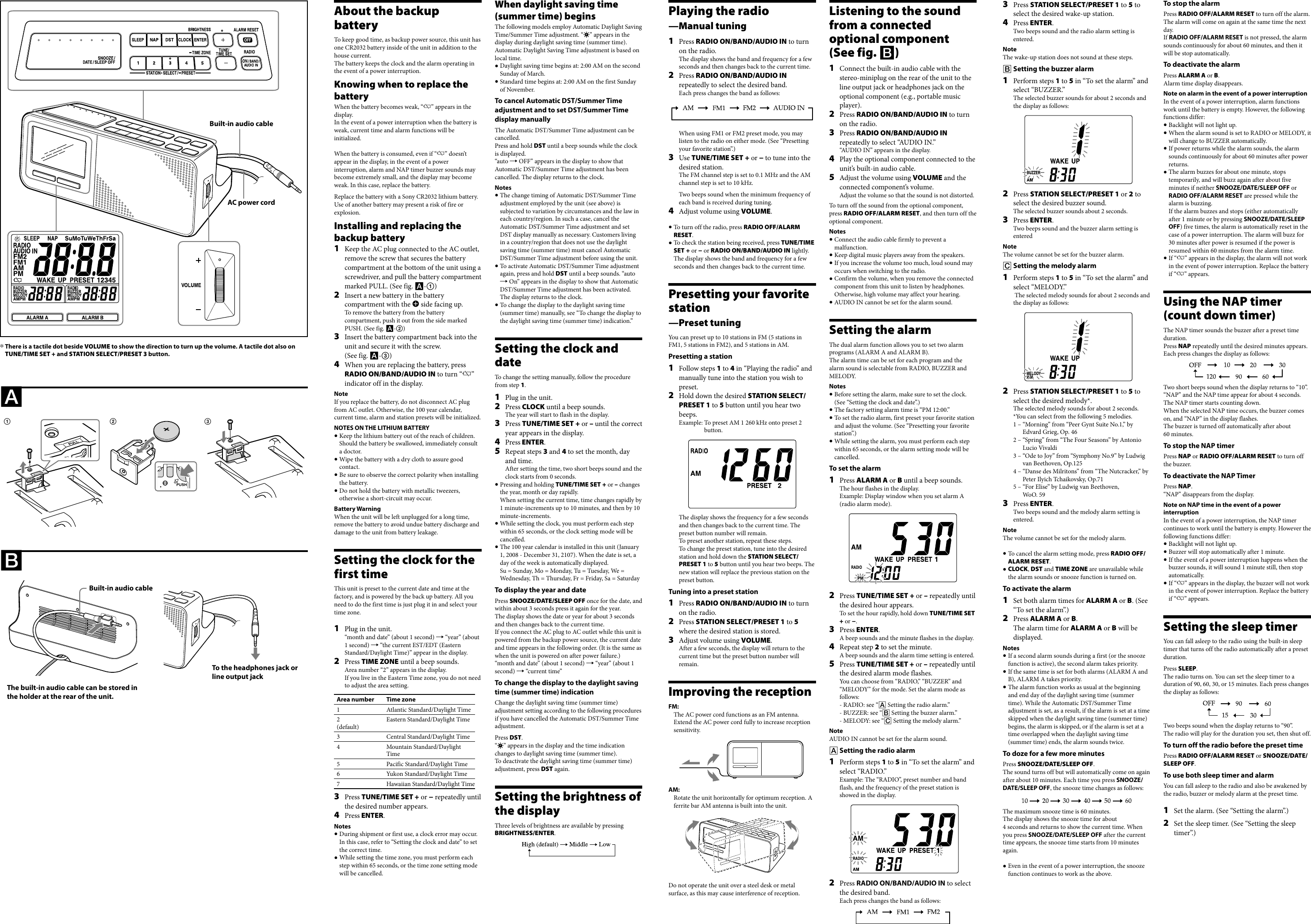 Page 2 of 2 - Sony Sony-Dream-Machine-Icf-C705-Users-Manual- ICF-C705  Sony-dream-machine-icf-c705-users-manual