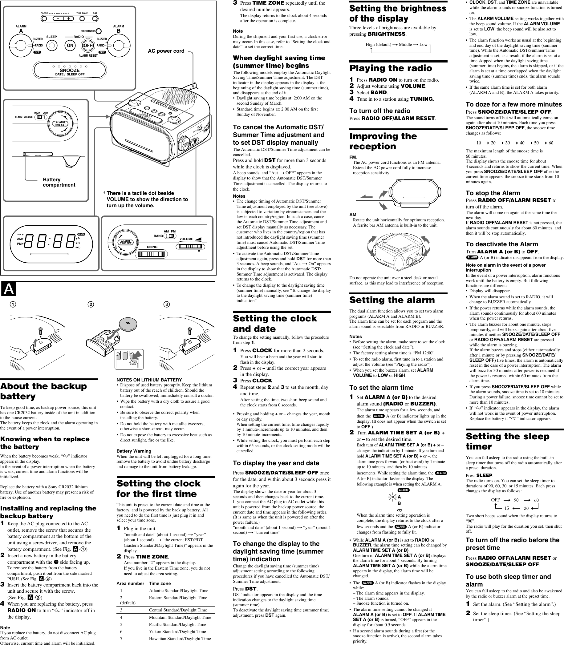 Sony Dream Machine Icfc318Black Users Manual ICF C318