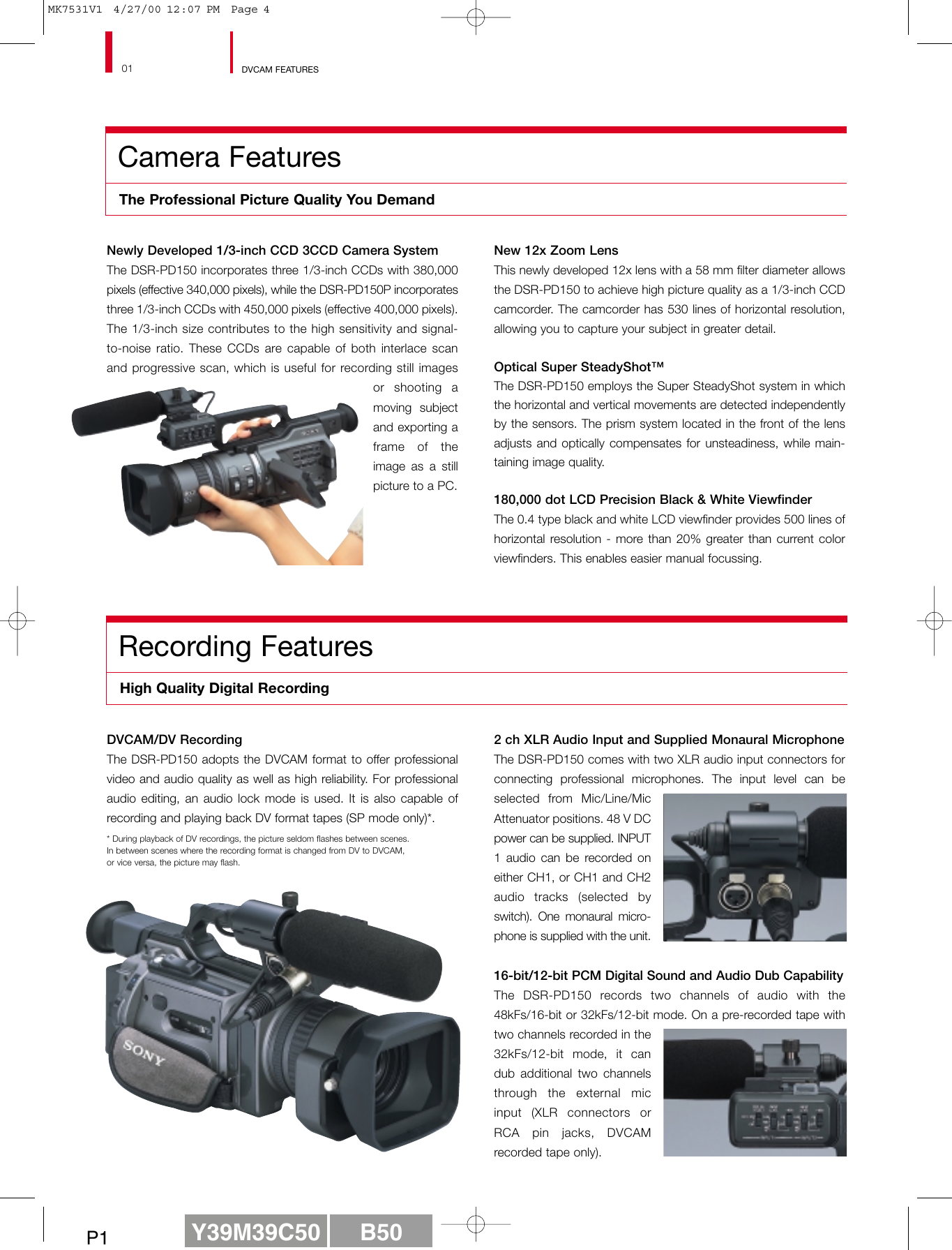 Page 2 of 6 - Sony Sony-Dsr-Pd150-Users-Manual-  Sony-dsr-pd150-users-manual