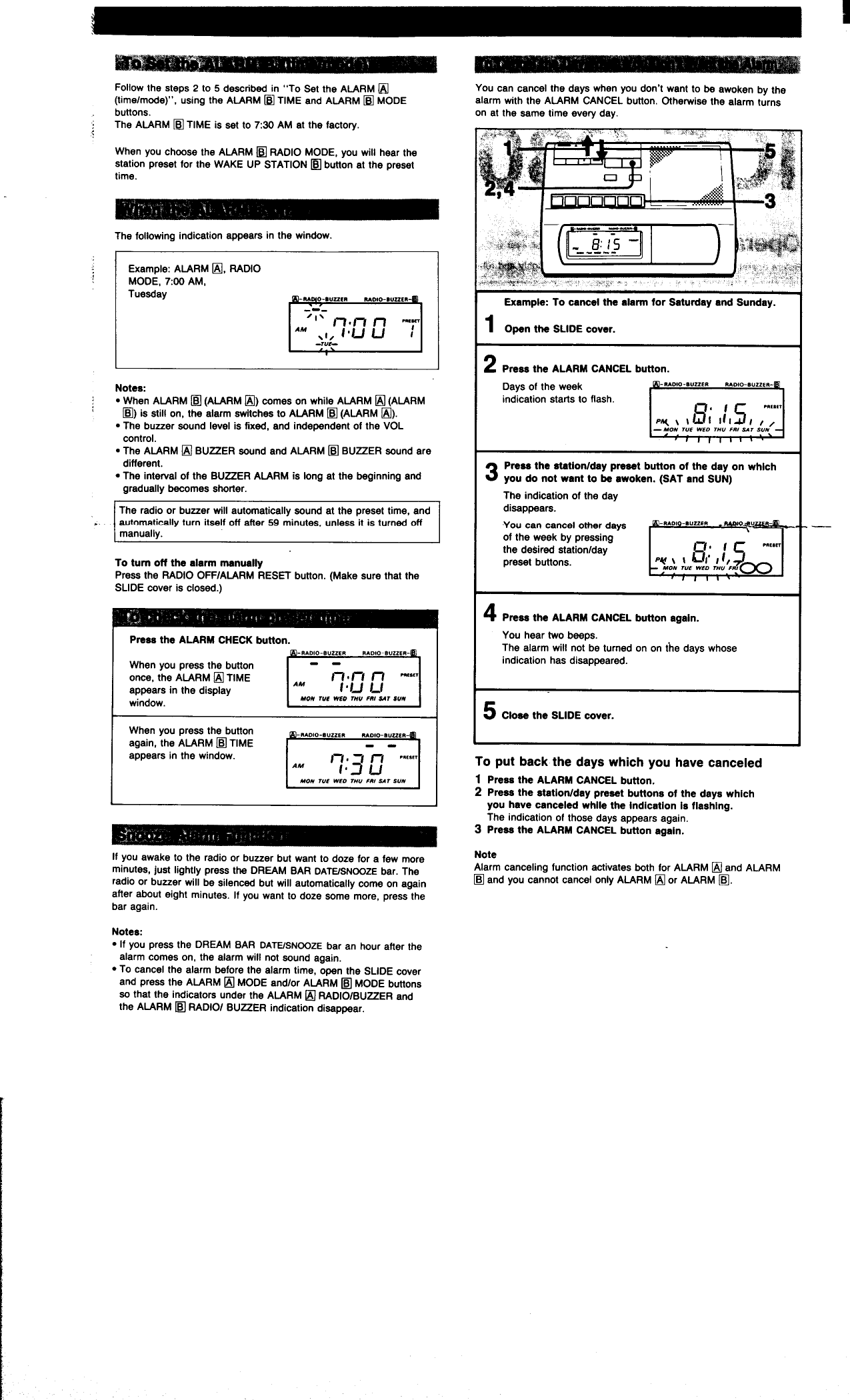 Page 5 of 8 - Sony Sony-Dual-Alarm-Fm-Am-Pll-Synthesized-Clock-Radio-Icf-C303-Users-Manual-  Sony-dual-alarm-fm-am-pll-synthesized-clock-radio-icf-c303-users-manual