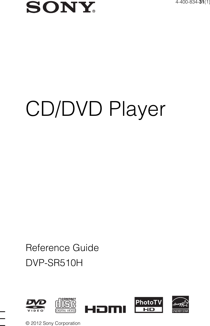 Sony Dvpsr510H Users Manual DVP SR510H
