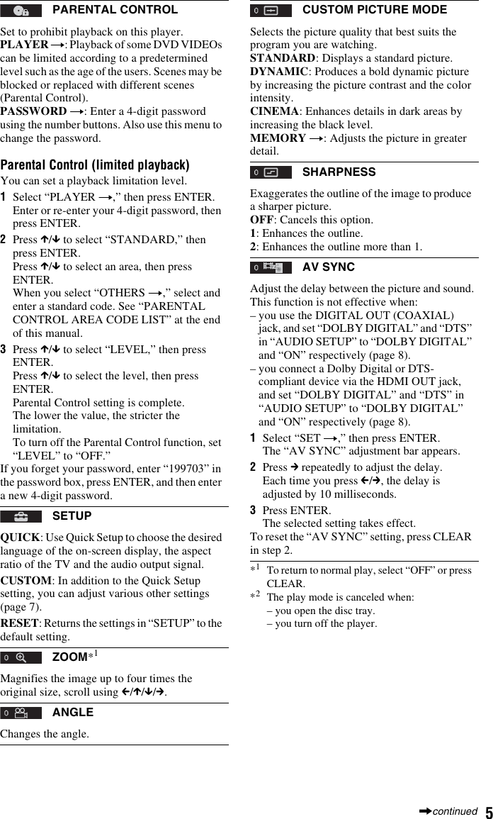 Page 5 of 12 - Sony Sony-Dvpsr510H-Users-Manual- DVP-SR510H  Sony-dvpsr510h-users-manual