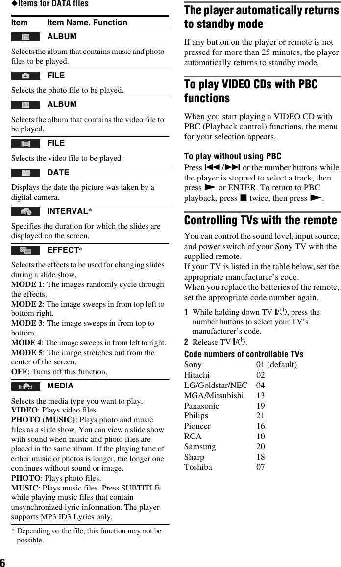 Page 6 of 12 - Sony Sony-Dvpsr510H-Users-Manual- DVP-SR510H  Sony-dvpsr510h-users-manual