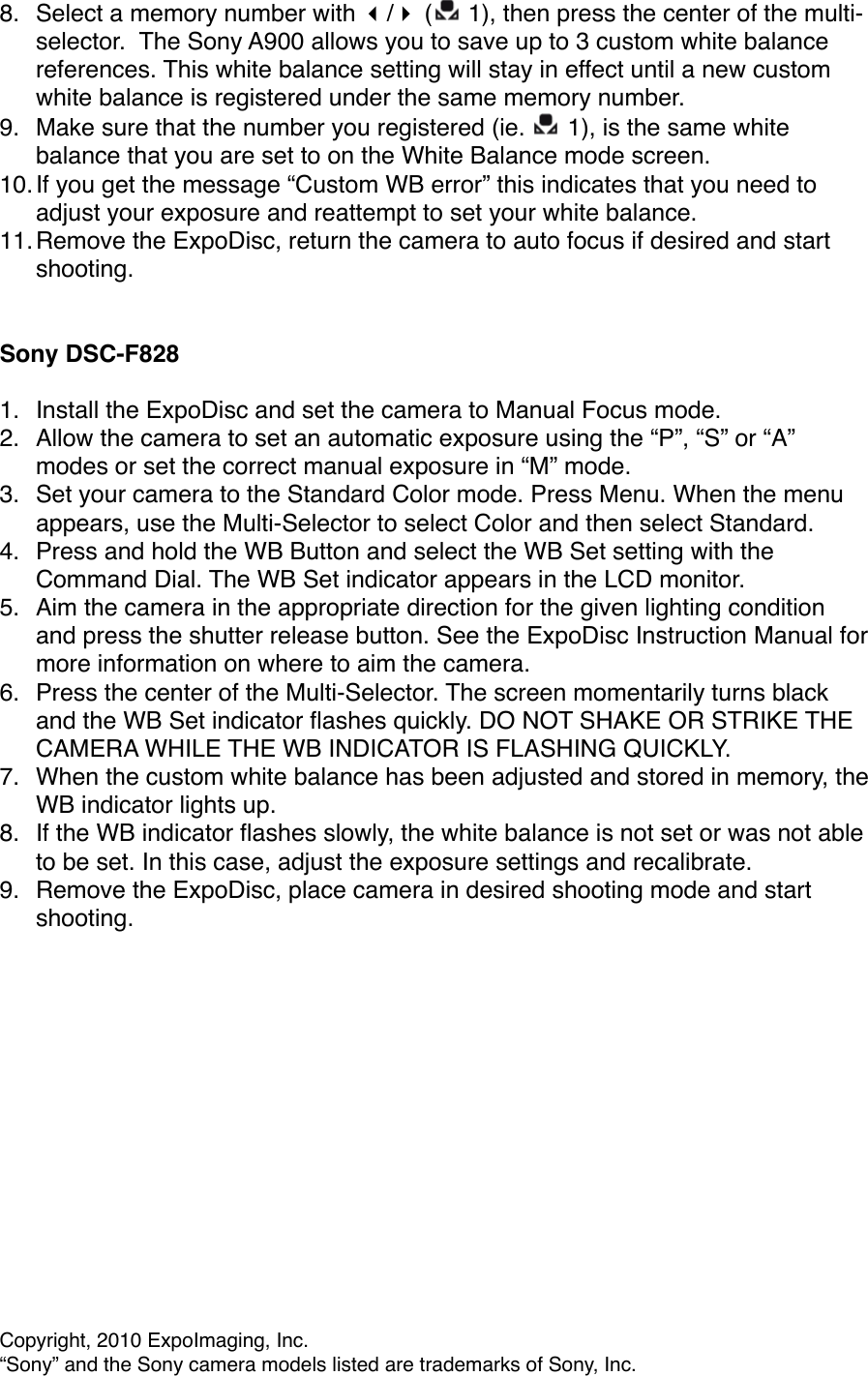 Page 3 of 3 - Sony Sony-Expodisc-A100-Users-Manual- SonyCustomWB  Sony-expodisc-a100-users-manual