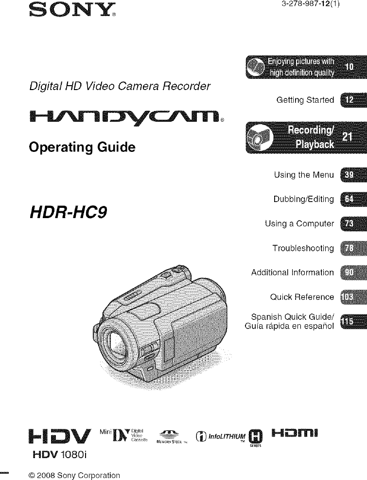 Sony Handycam Hdr Hc9 Users Manual