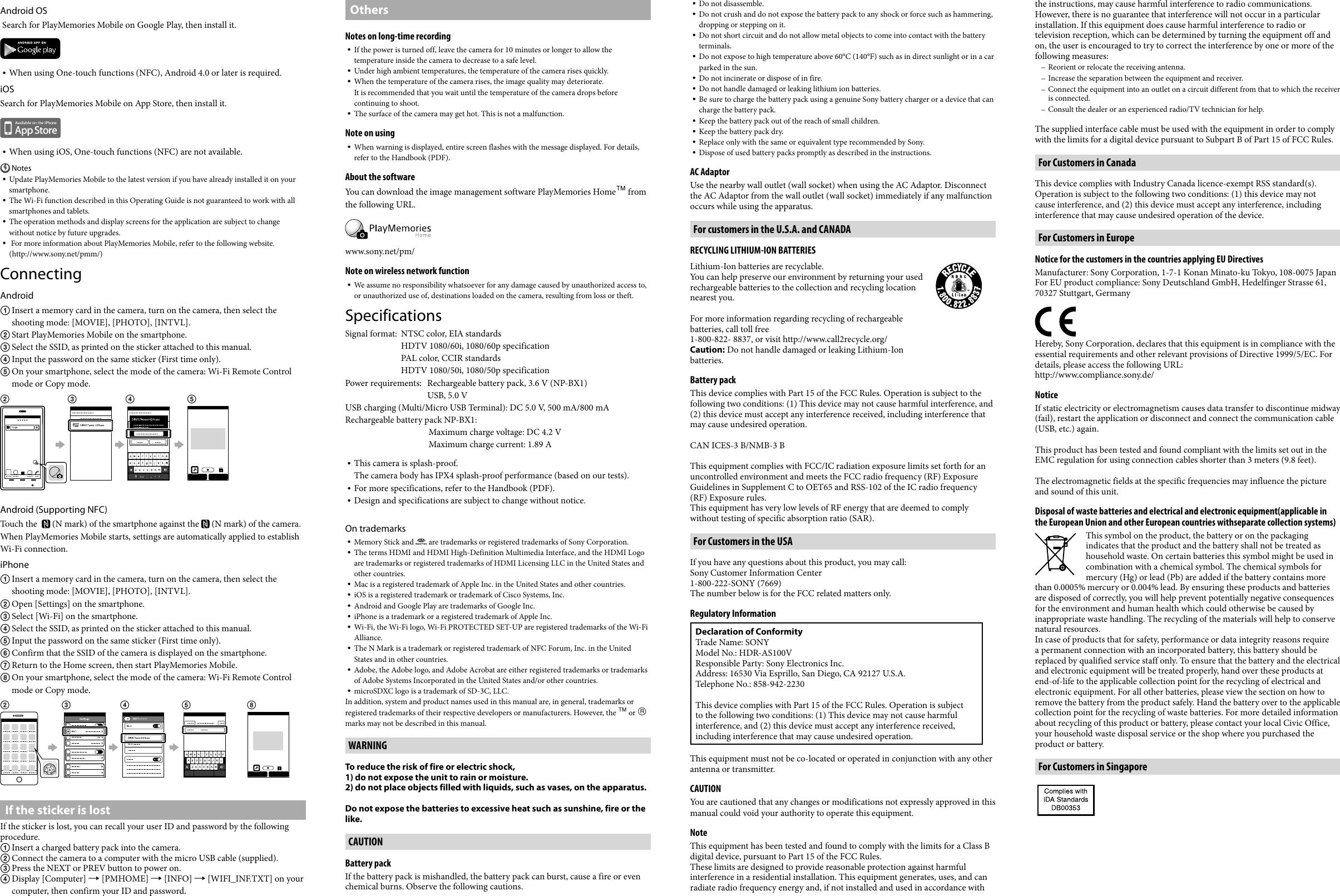 Page 2 of 2 - Sony Sony-Hdr-As100V-Operating-Guide- HDR-AS100V  Sony-hdr-as100v-operating-guide