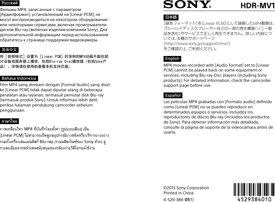 Sony Hdr Mv1 Notes