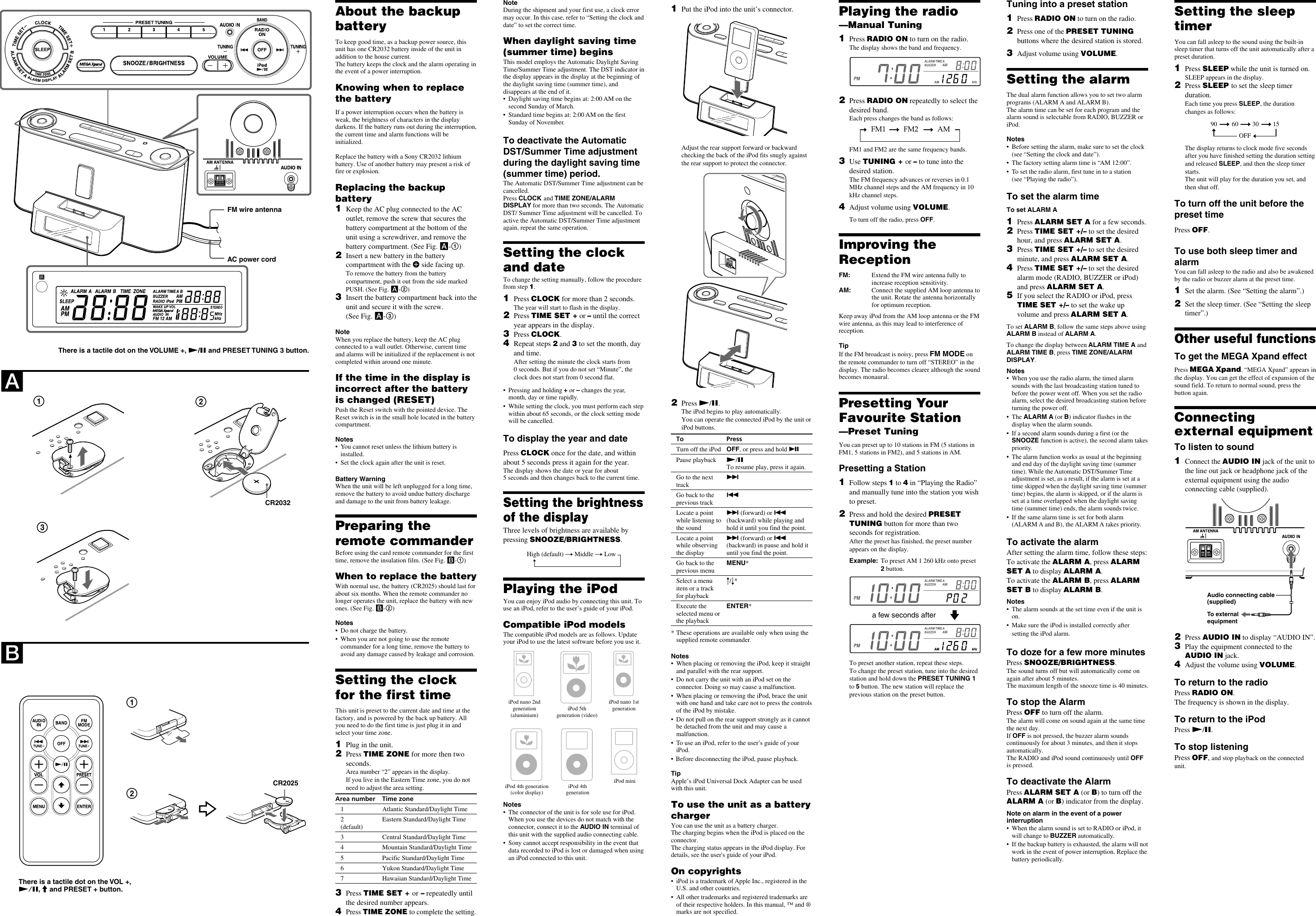 Page 2 of 2 - Sony Sony-Icf-C1Ipwhite-Operating-Instructions- ICF-C1iP  Sony-icf-c1ipwhite-operating-instructions