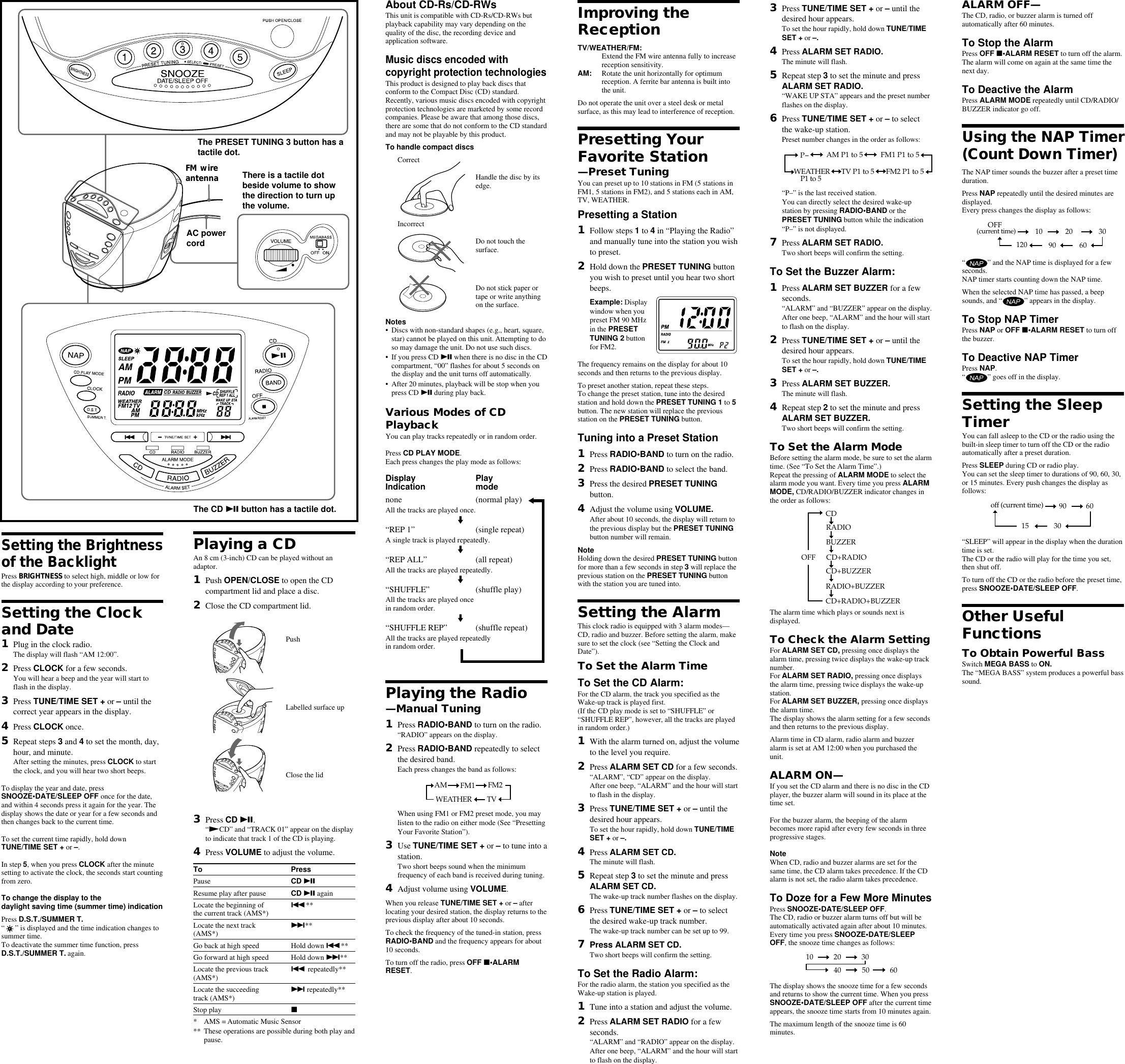 Page 2 of 2 - Sony Sony-Icf-Cd843-Operating-Instructions- ICF-CD843V Sony-icf-cd843-operating-instructions