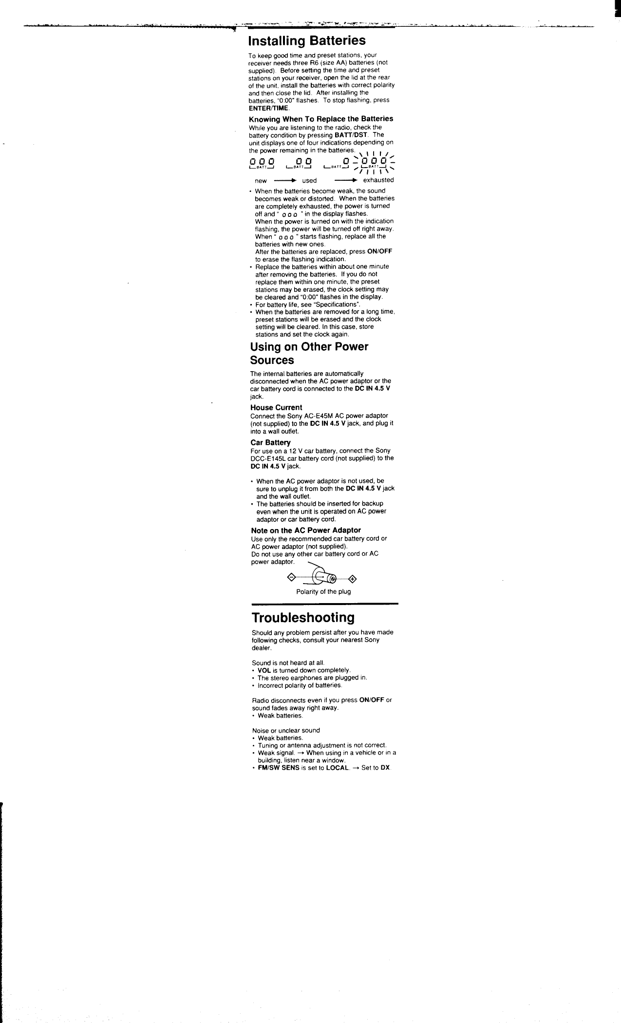 Page 4 of 11 - Sony Sony-Icf-Sw30-Users-Manual-  Sony-icf-sw30-users-manual