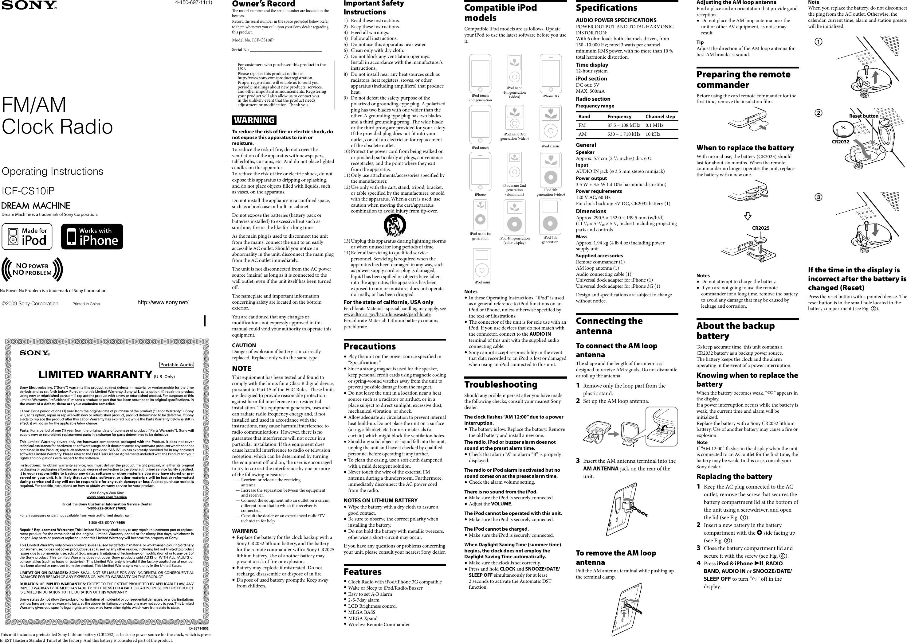 Page 1 of 2 - Sony Sony-Icfcs10Ip-Users-Manual- ICF-CS10iP  Sony-icfcs10ip-users-manual