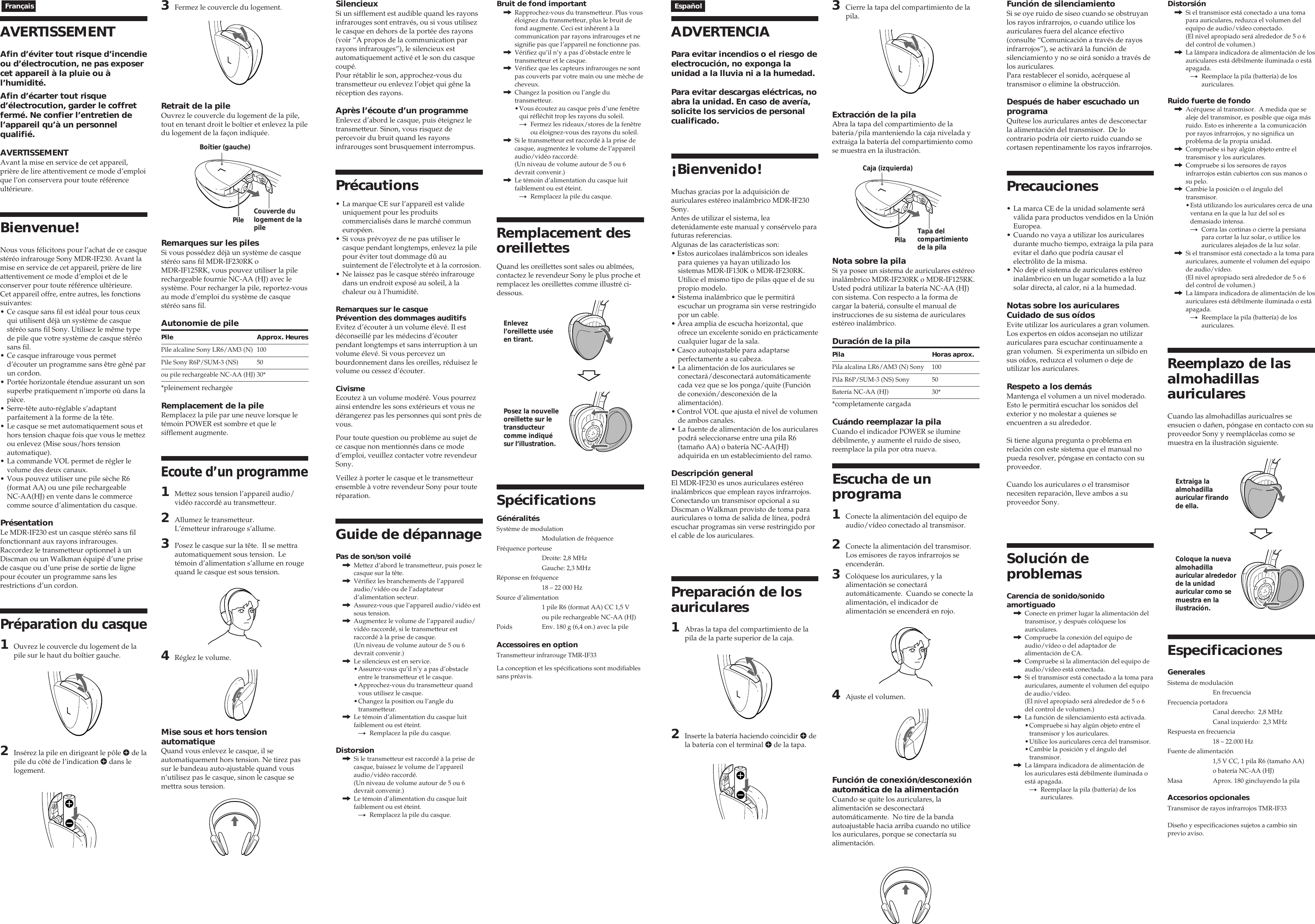 Page 2 of 2 - Sony Sony-Mdr-If230-Users-Manual- MDR-IF230  Sony-mdr-if230-users-manual