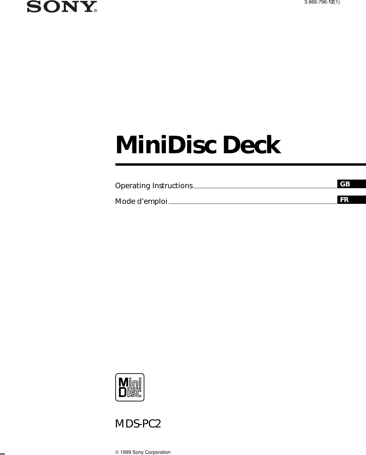 Sony Mds Pc2 Users Manual