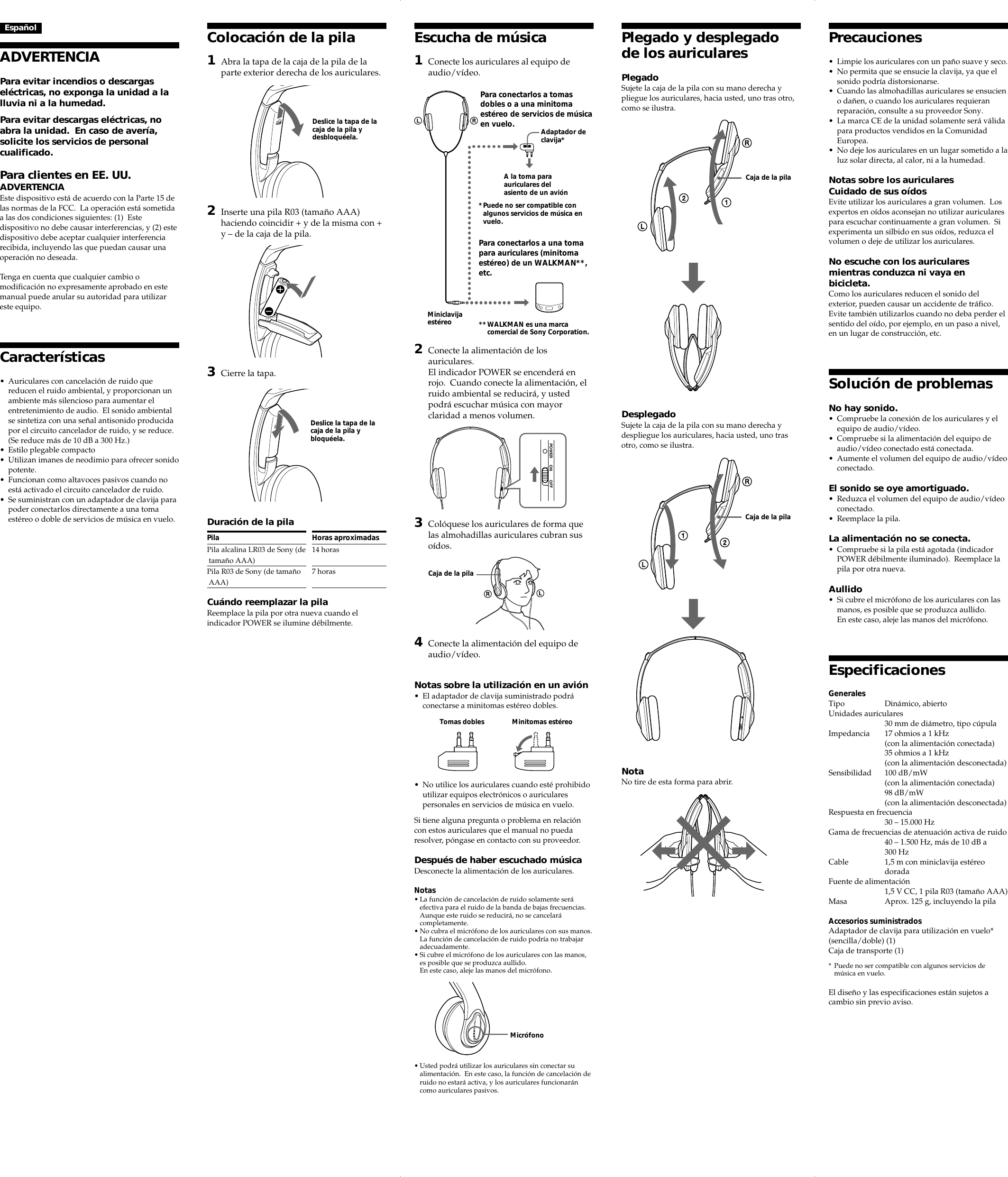 Page 2 of 2 - Sony Sony-Noise-Cancelling-Mdr-Nc5-Users-Manual- MDR-NC5 Sony-noise-cancelling-mdr-nc5-users-manual