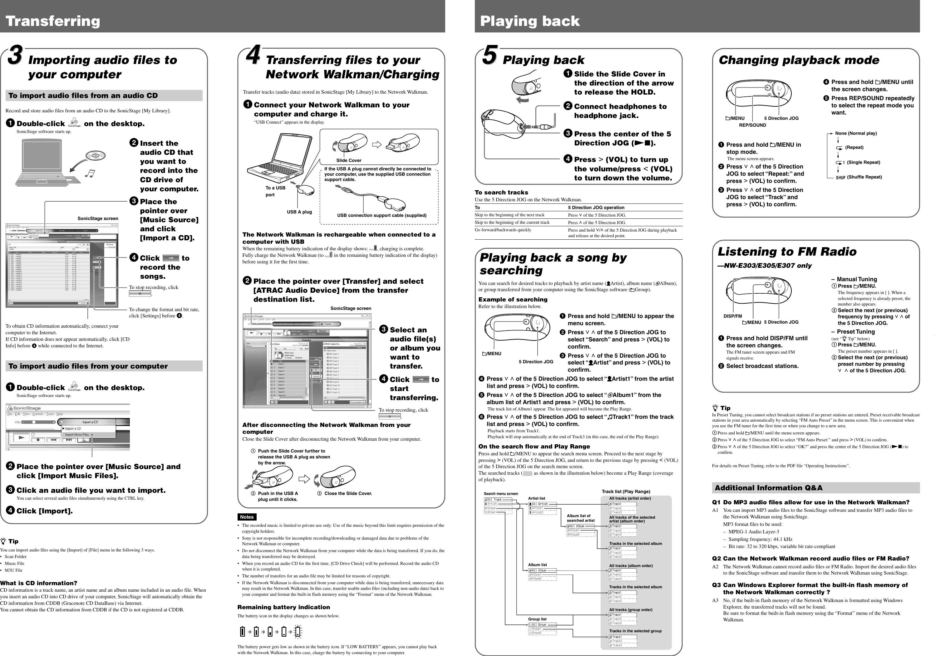 Page 2 of 2 - Sony Sony-Nw-E205-Quick-Start-Manual- NW-E303/E305/E307/E205/E207  Sony-nw-e205-quick-start-manual